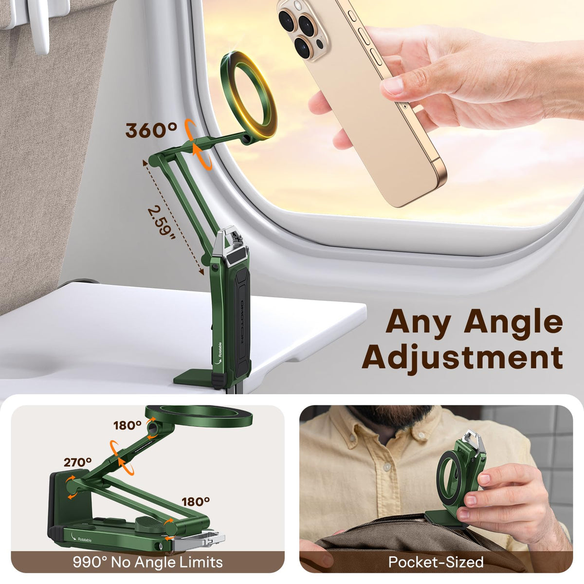 OMOTON TP02 360 Rotating Adjustable Aluminum for MagSafe - OMOTON Official Imagery - 6
