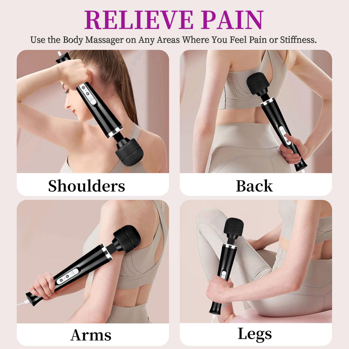 Wired Wand Massager for Women 10 Speed Electric Handheld - VZVJTR Official Imagery - 4