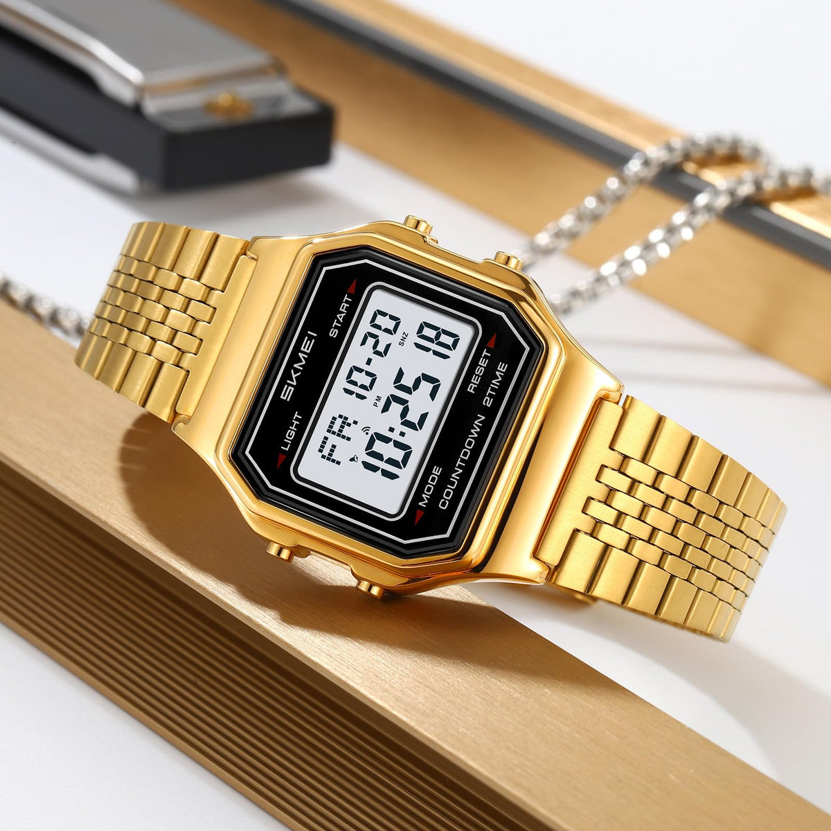 Gosasa Unisex Square Face Digital Watch Retro Y2K Stainless - Gosasa Official Imagery - 4