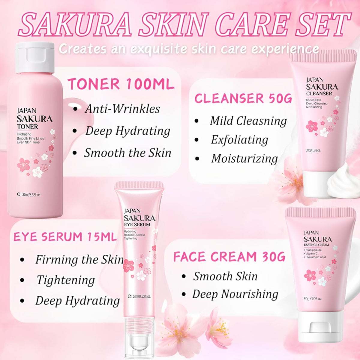 Sakura Skin Care Set for Women Birthday Gifts for Teen - EONFAVE Official Imagery - 4