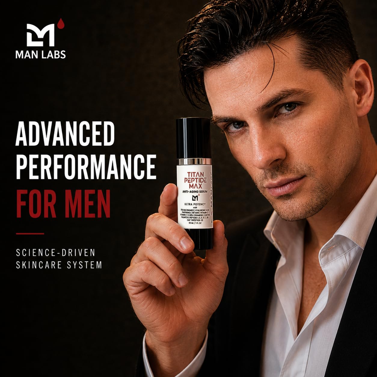 Titan Peptide MAX Mens Skin Care Kit, 4pc Anti-Aging Face Care - Man Labs