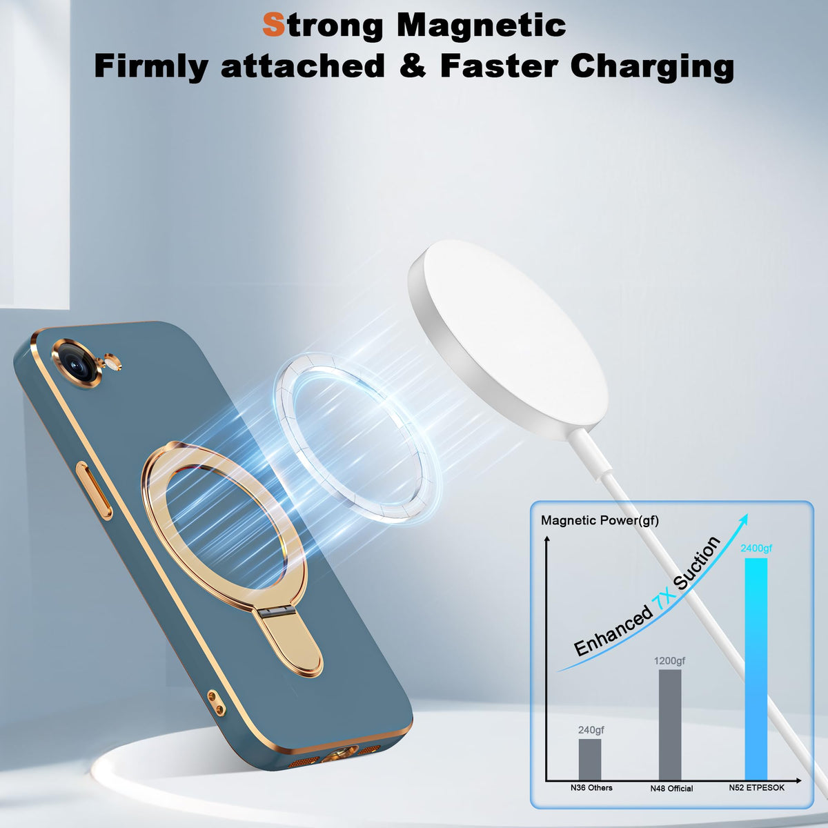 Plating Phone Case for iPhone 17E 16E with Stand 6 1 Grey - ETPESOK Official Imagery - 6