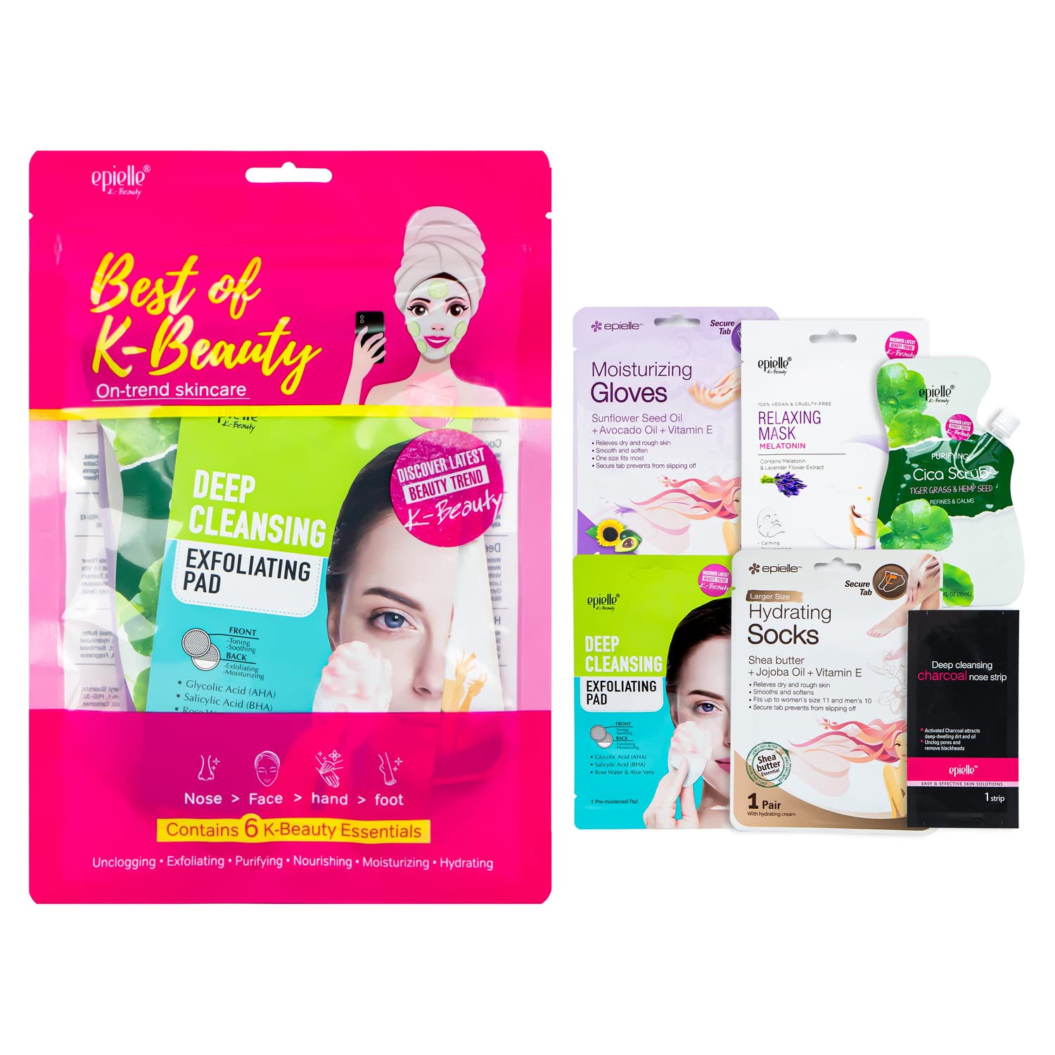 Epielle Best of K-Beauty Kit, 6 Home Spa Essentials, At-Home Spa - Product Imagery