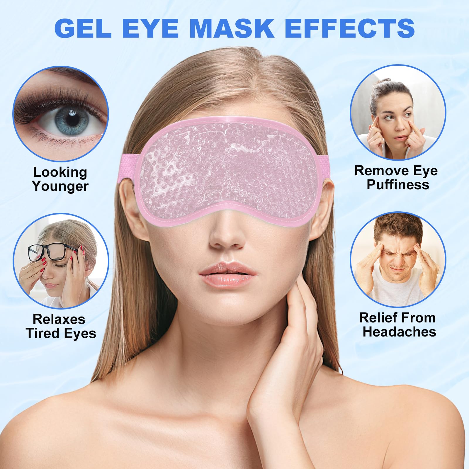 Candyfouse 2-Pack Cooling Gel Eye Mask for Puffiness & Stress Relief