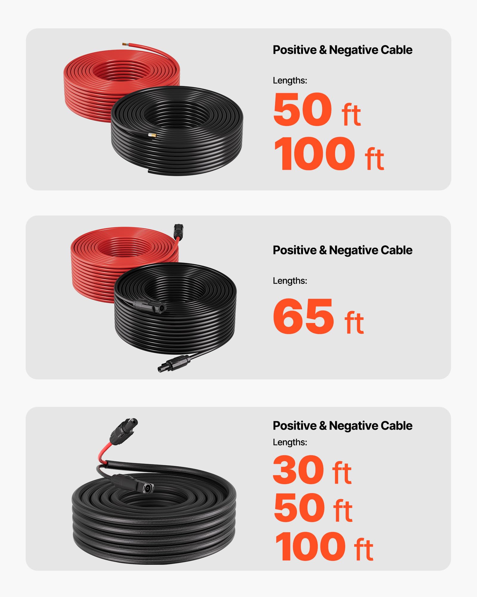 VEVOR Solar Panel Wire, 100 ft Black + 100 ft Red Kit, 10 AWG   S - VEVOR Official Product View 7