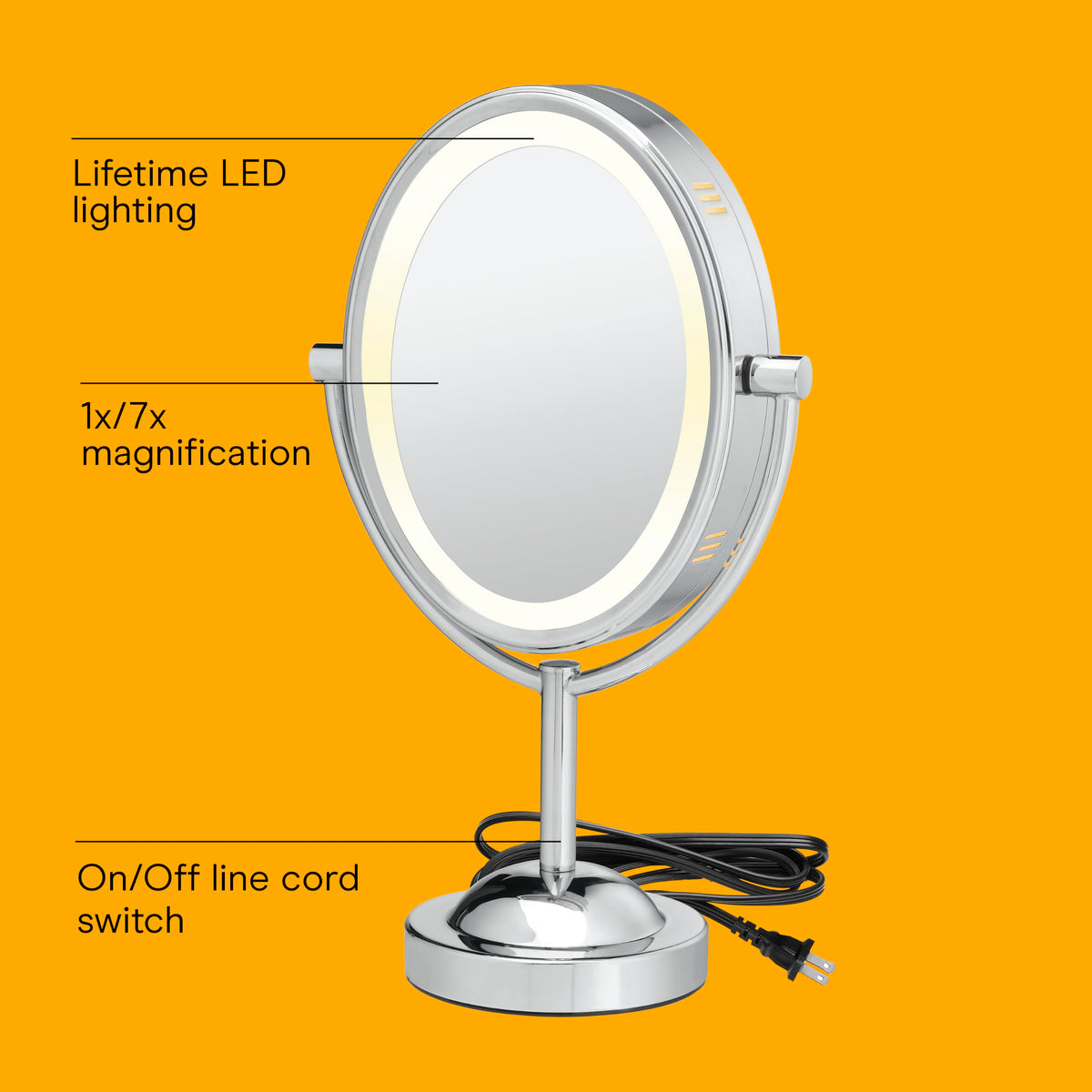 Conair Lighted Vanity Mirror LED 1X 7X Magnifying Double - Conair Official Imagery - 3