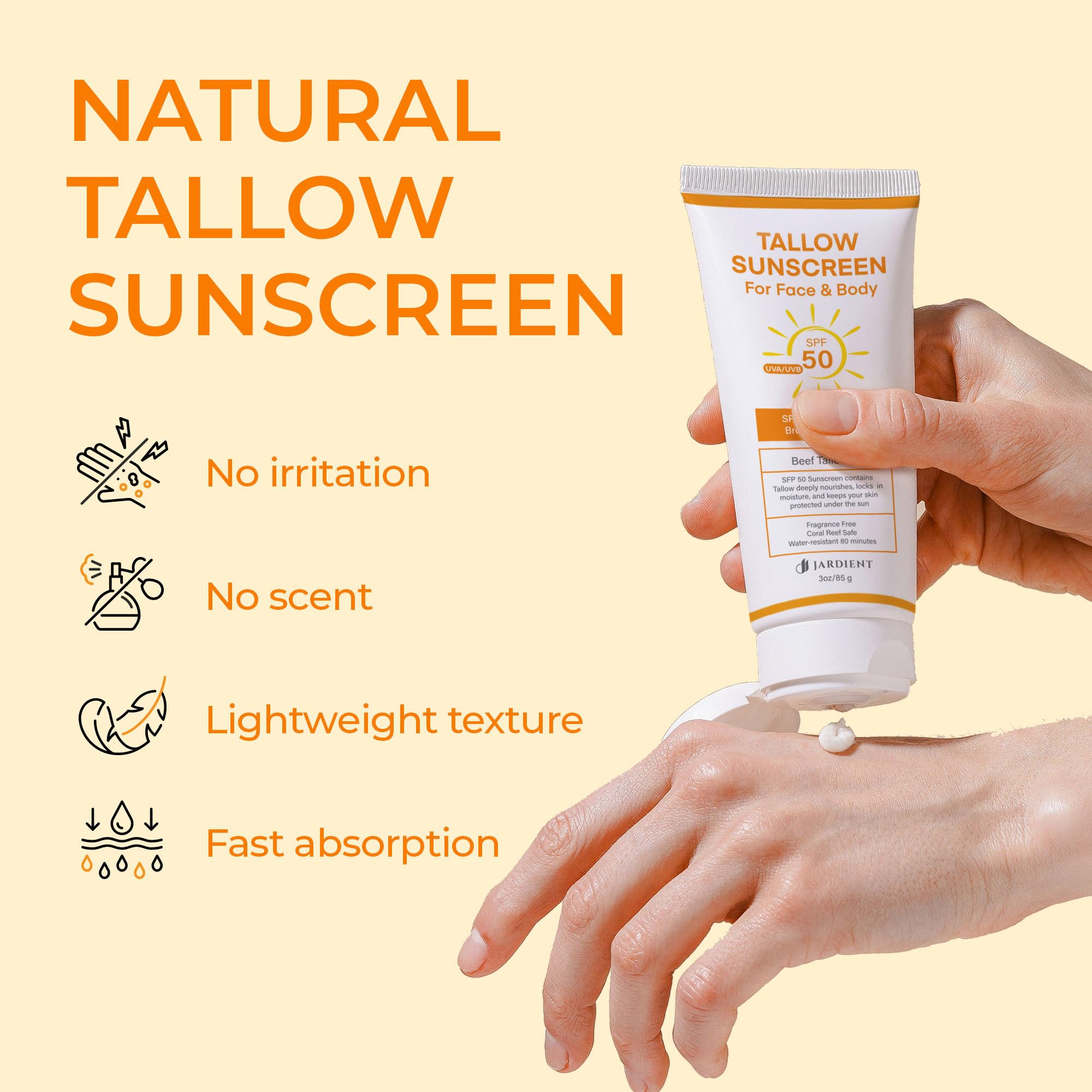 Beef Tallow Sunscreen SPF 50 with Mineral Instant Sun - Jardient Official Imagery - 3