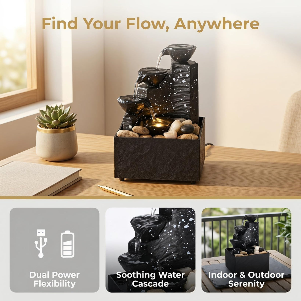 PRETYZOOM Portable Resin Tabletop Fountain Ornament 6 68X4 - PRETYZOOM Official Imagery - 7