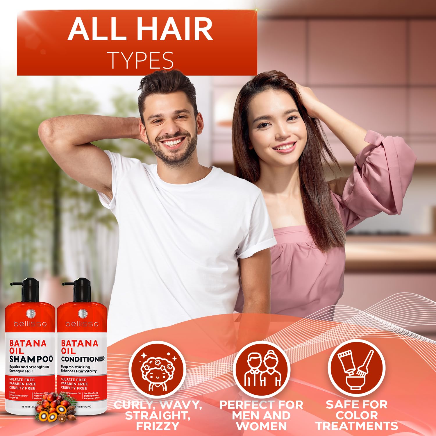 BELLISSO Batana Oil Shampoo and Conditioner Set - Thickening Hair Products and - BELLISSO Official Product View 7