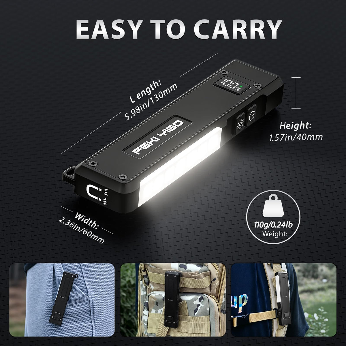 Feki Yigo Flat EDC Rechargeable Flashlight 1800 Lumens - Feki Yigo Official Imagery - 5