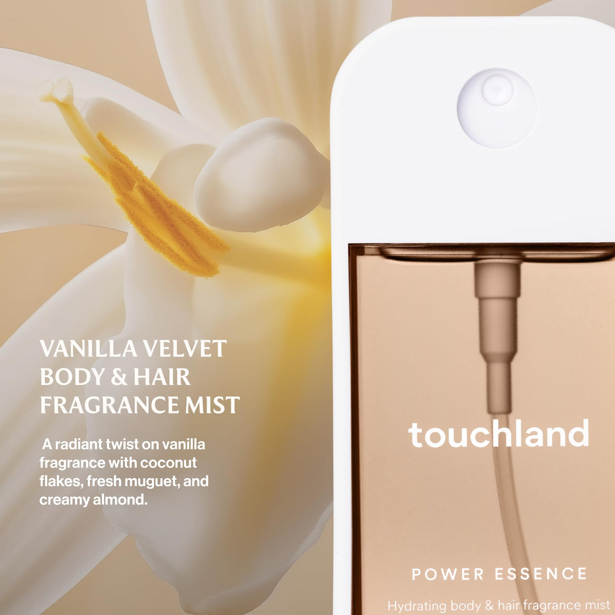 Touchland Body Hair Vanilla Velvet Hydrating Fragrance Mist - Touchland Official Imagery - 3