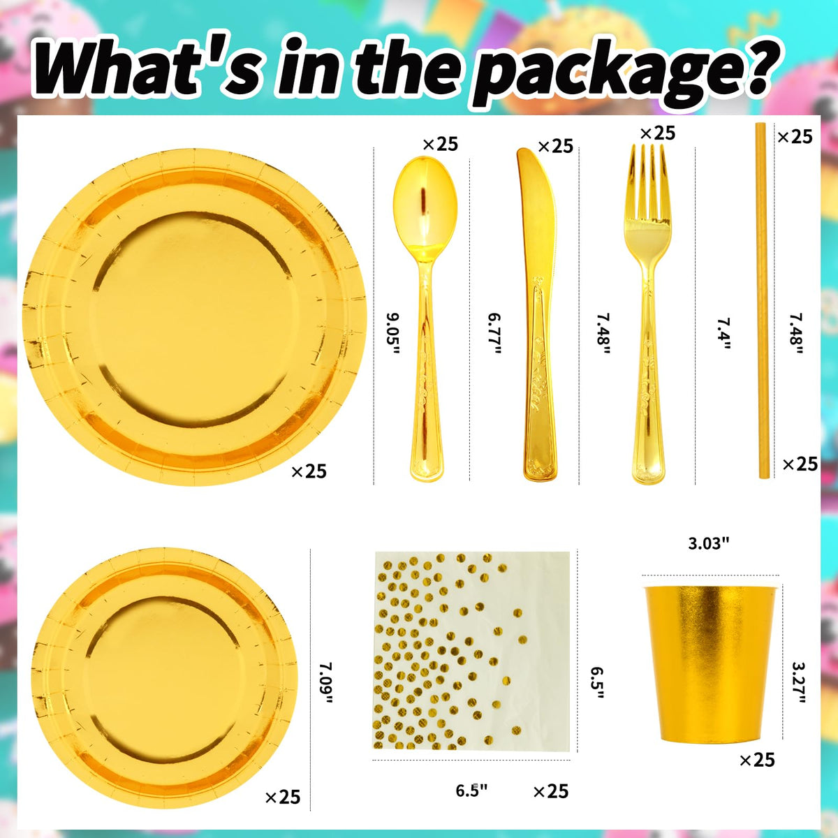 200 PCS Gold Disposable Party Supplies Disposable Party - VYLURIXX Official Imagery - 4