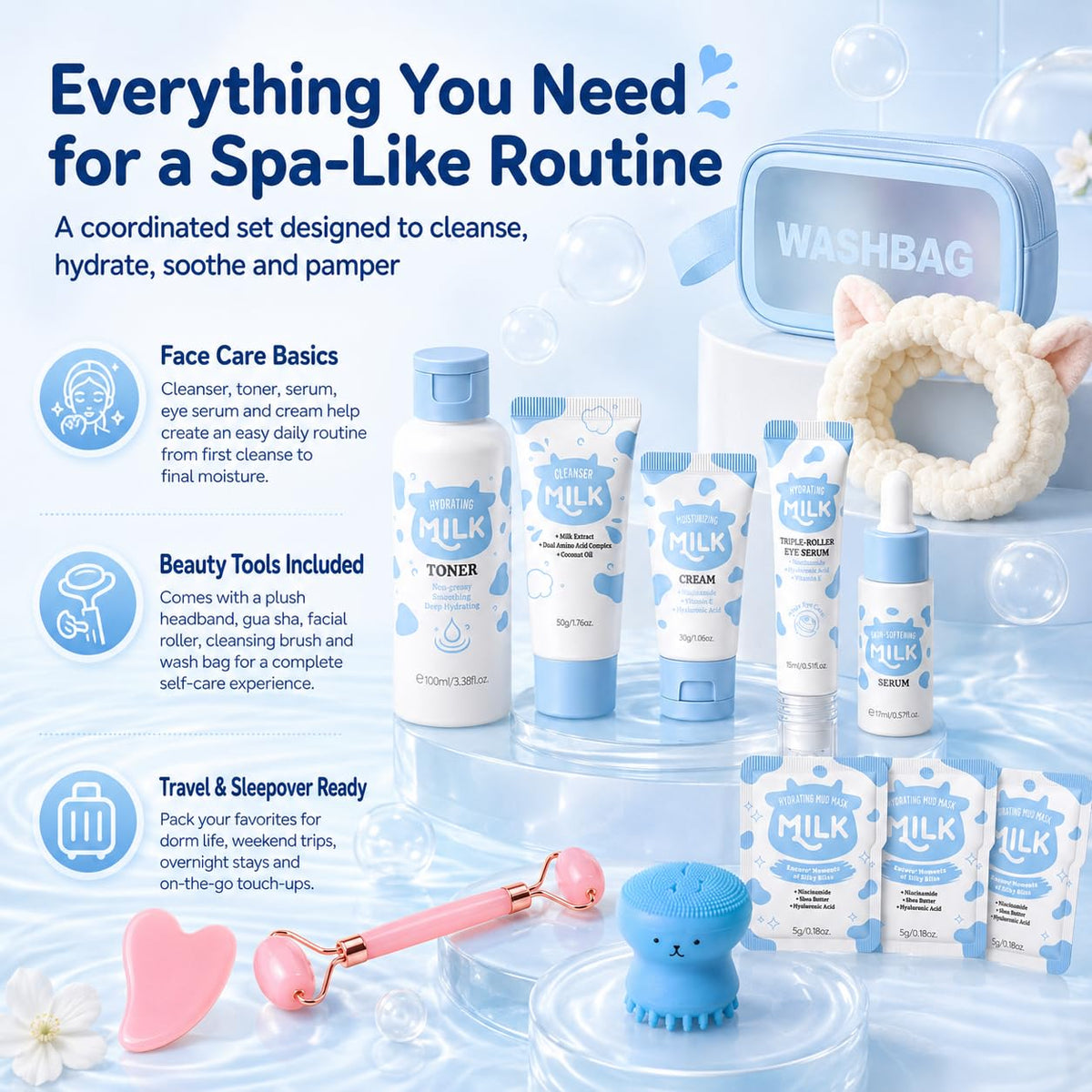 Milk Skin Care Set For Kids Teens 13 In 1 Hydrating Gentle - MrCuvaryas Official Imagery - 4