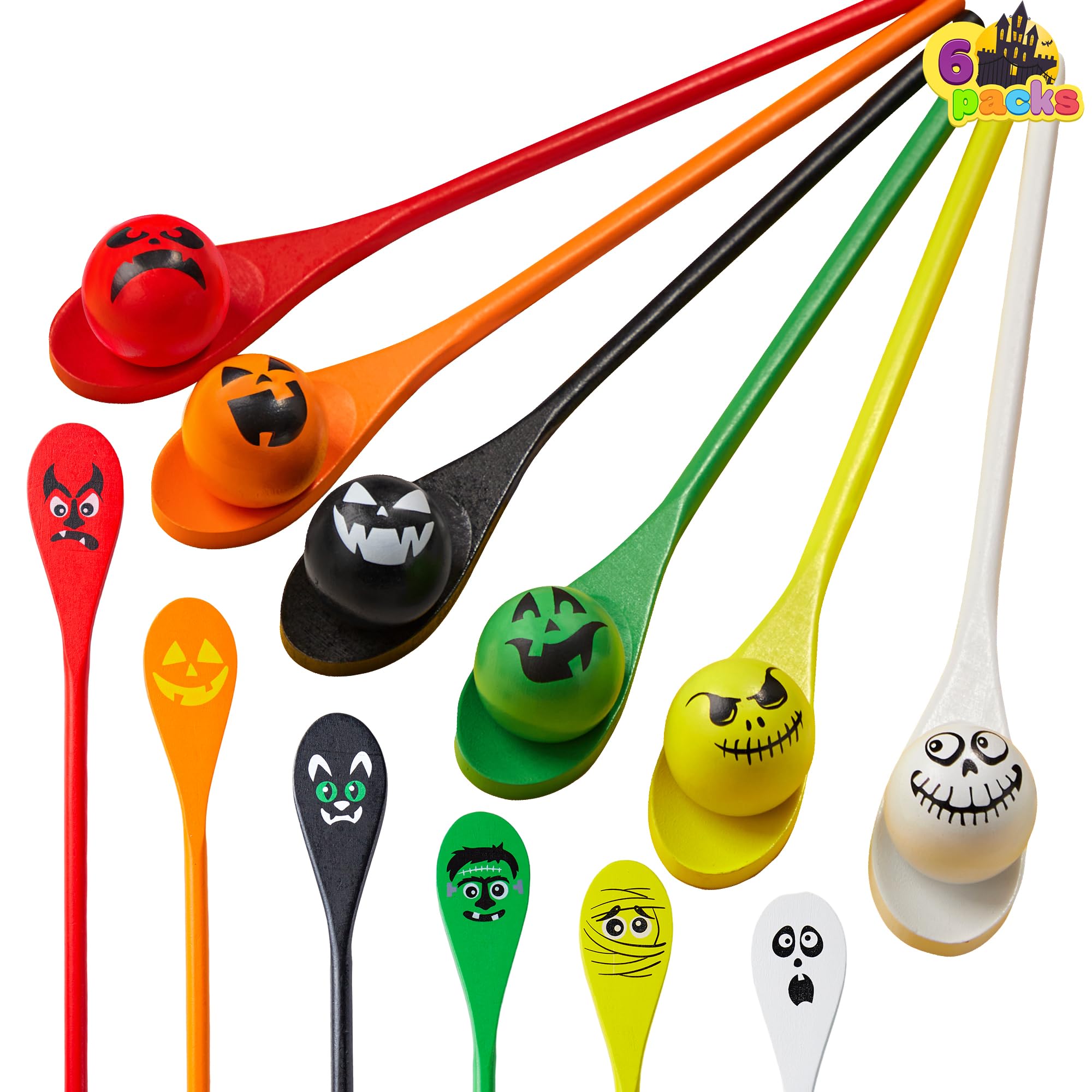 JOYIN 6 Pcs Halloween Egg and Spoon Race Game Set; Eyeballs and - Product Imagery