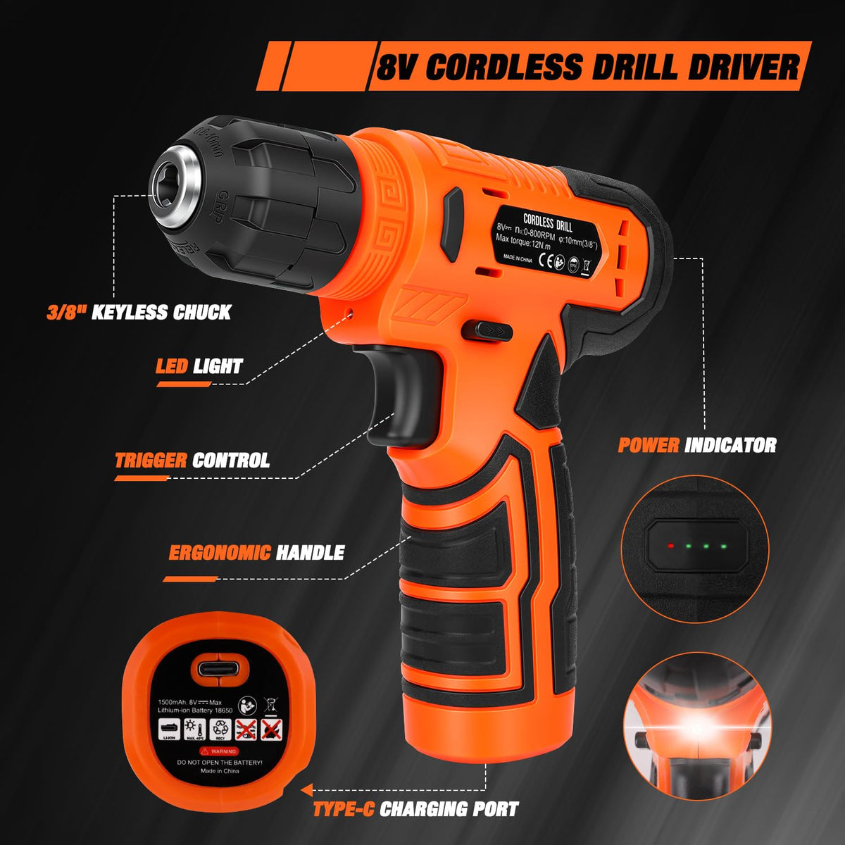 139 Piece Home Tool Kit with 8V Cordless Drill and Storage - Thatool Official Imagery - 7