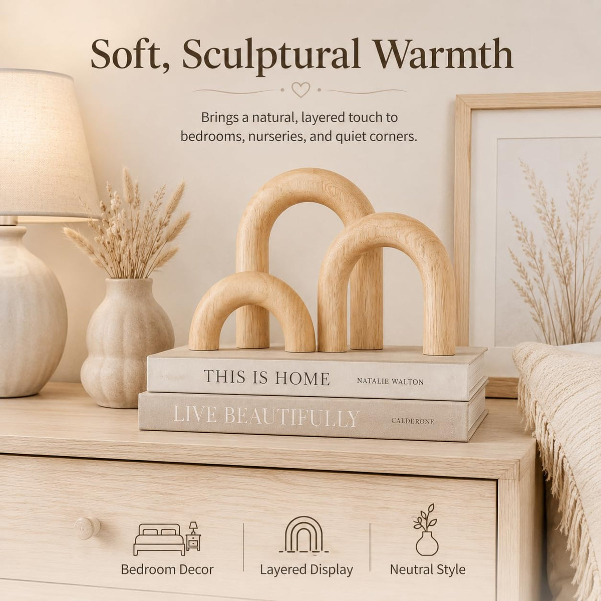 XMGZQ Wood Arch for Coffee Table Decor Items Wood Statue and - XMGZQ Official Imagery - 5