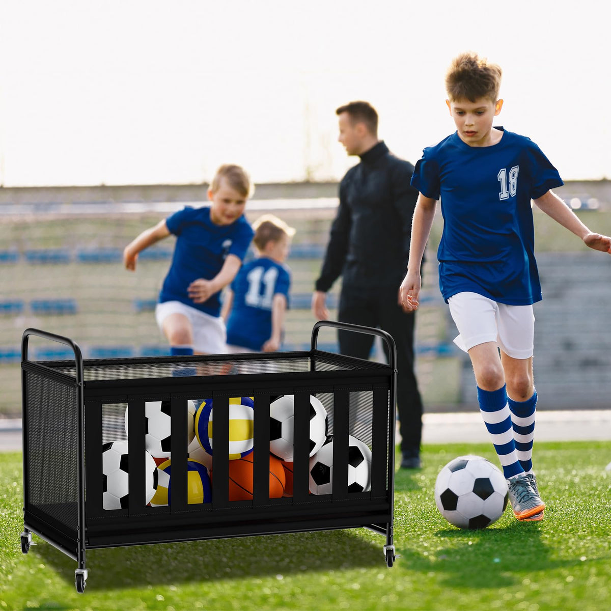 Ball Storage Bin Large with Wheels Outdoor Ball Storage for - nization Official Imagery - 3