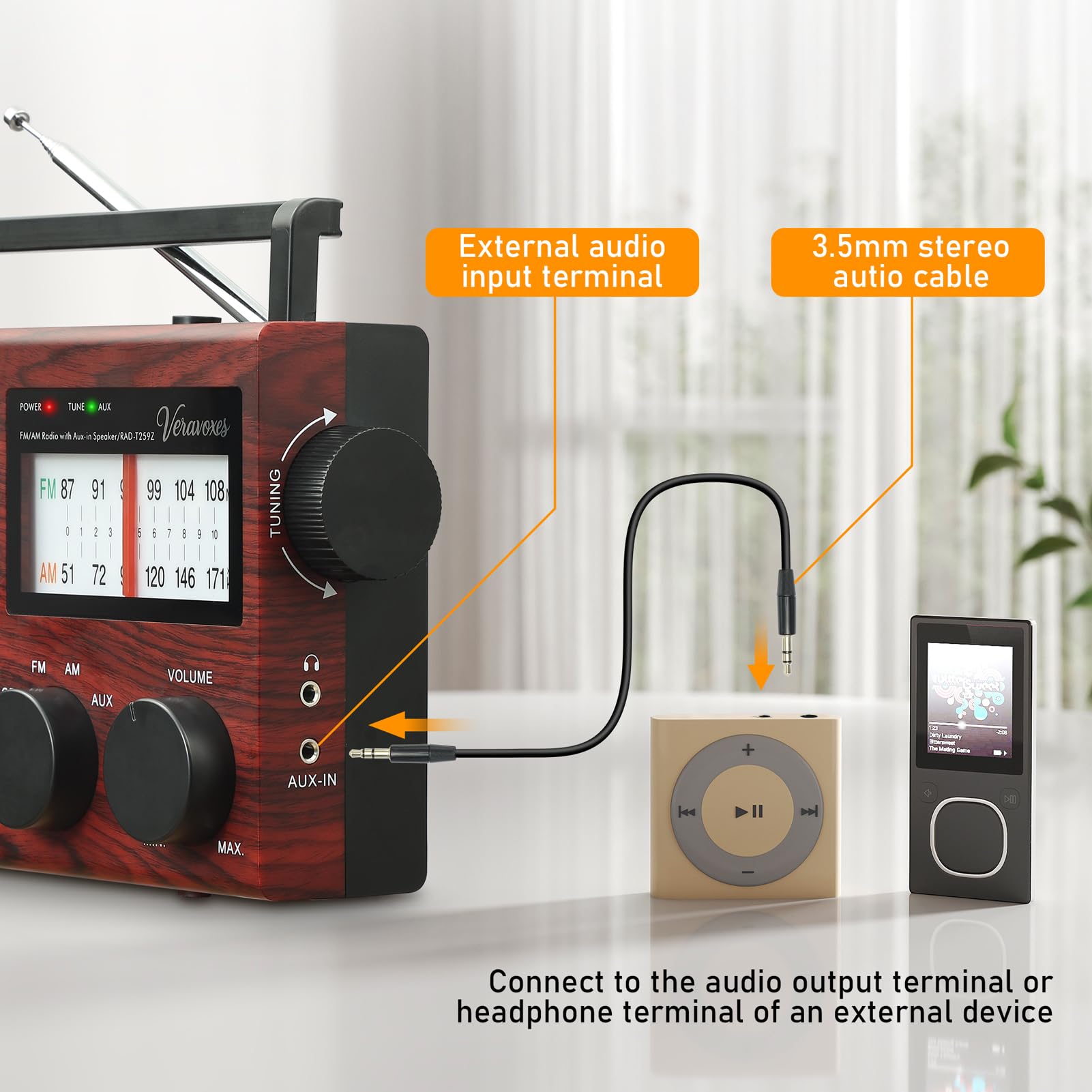 Veravoxes AM/FM Radio – Bass Control & Dual Power
