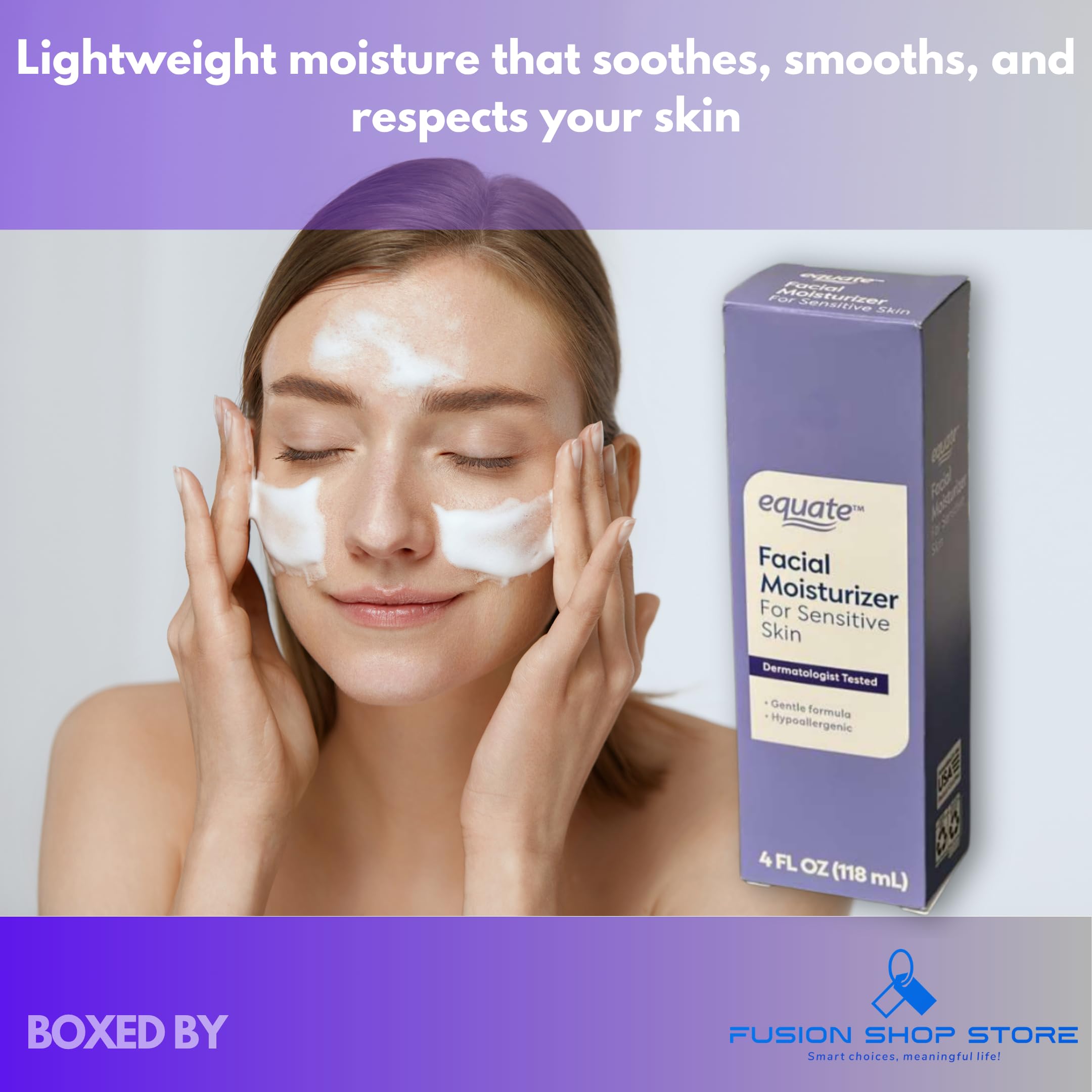 Beauty Oil Free Moisturizer- for Face Care of Sensitive Skin, Fragrance Free, 4 fl oz (Pack of 1), Boxed By Fusion Shop Store