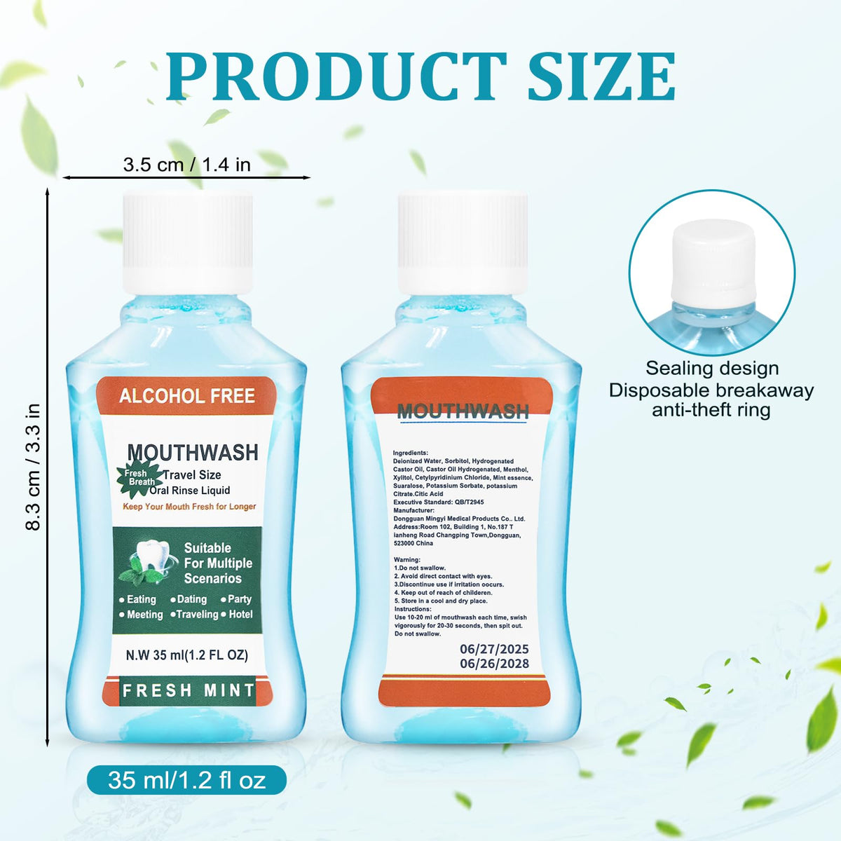 Mini Mouthwash Travel Size Bulk Pack of 50 Portable - Xuezoioy Official Imagery - 5