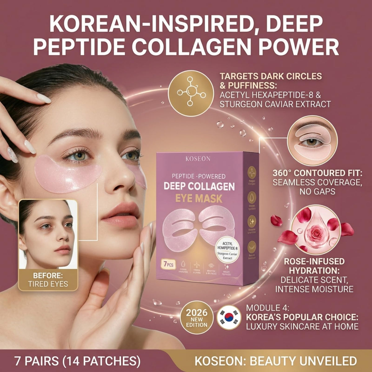 Collagen Eye Mask 2026 New 7 PCS Peptide Powered Deep - koseon Official Imagery - 4