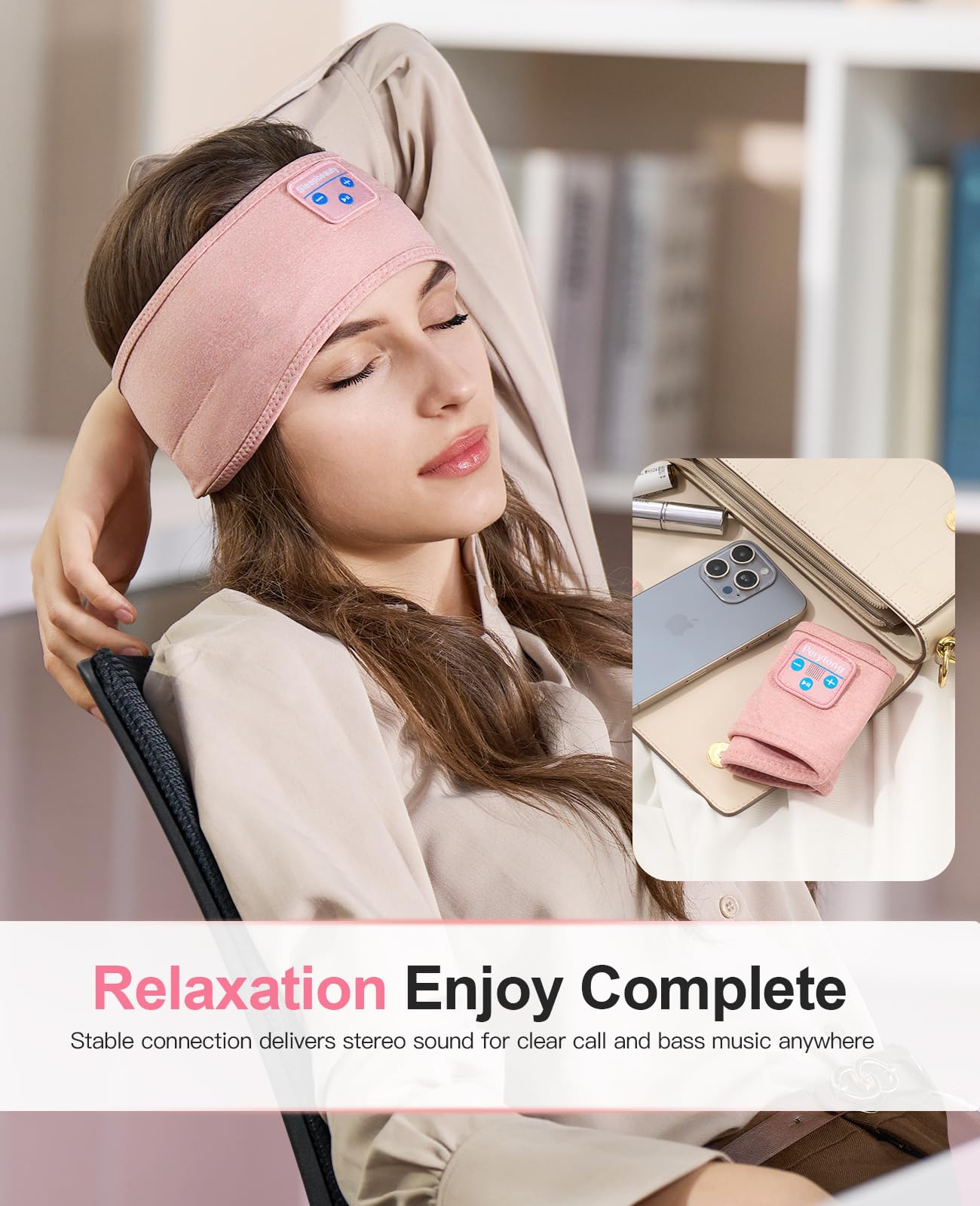 Perytong Sleep Headphones - Headband Headphones - Bluetooth Headband f - View 5
