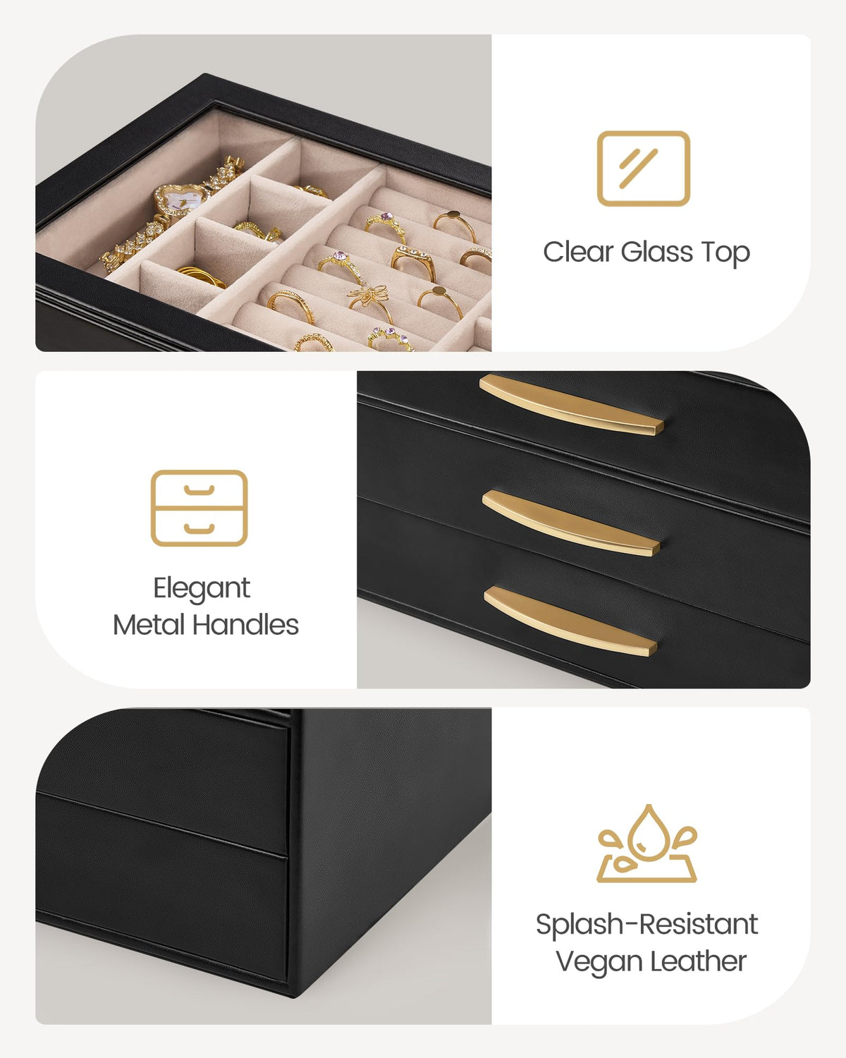 Lolalet Jewelry Box Organizer Case with Glass Lid for Women - Lolalet Official Imagery - 5