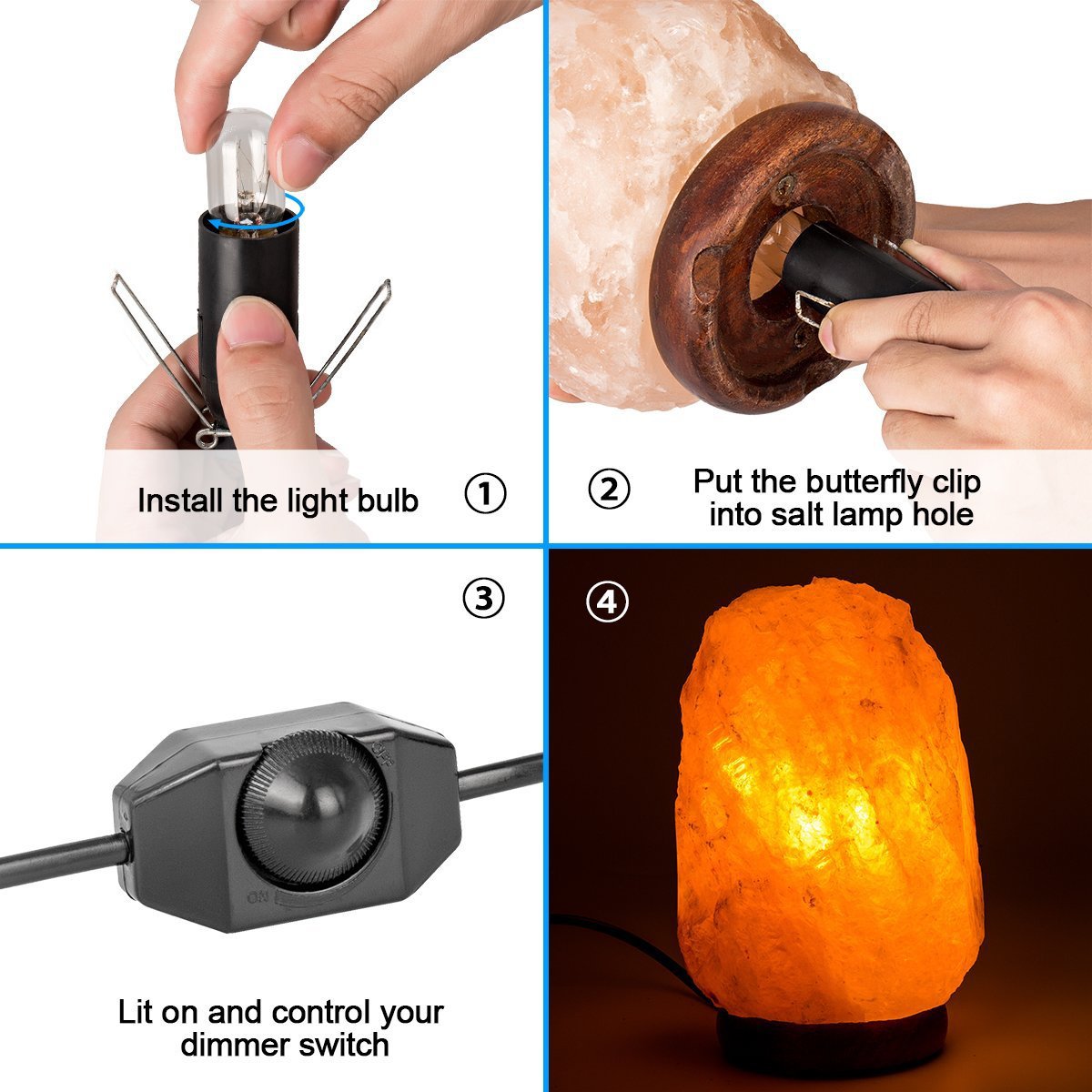 haraqi Himalayan Salt Lamp Cord and Bulb with Dimmer Switch - haraqi Official Product View 5