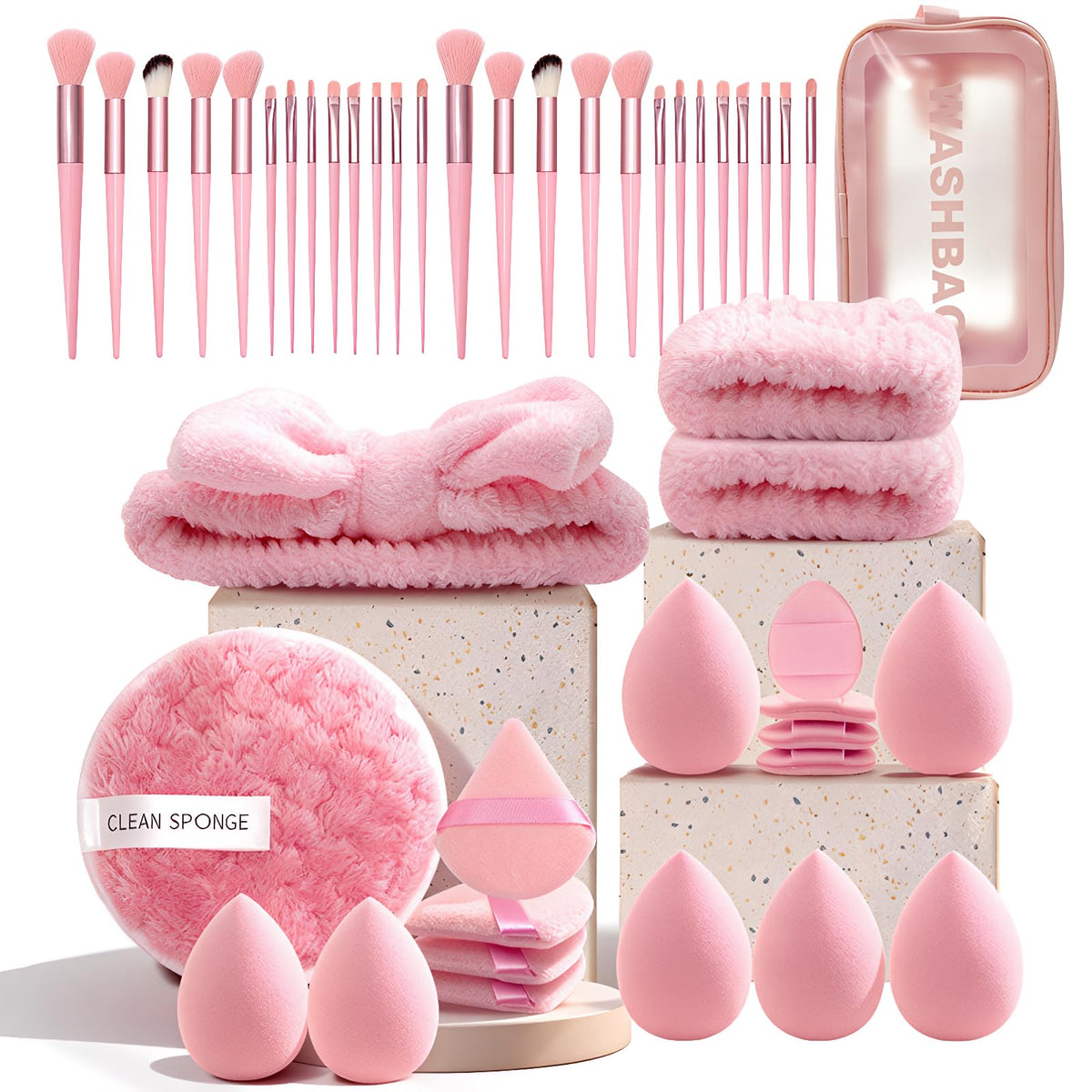 47Pcs Pink Makeup Brushes Set for Women Professional Multi - Jimmidy Official Imagery - 2