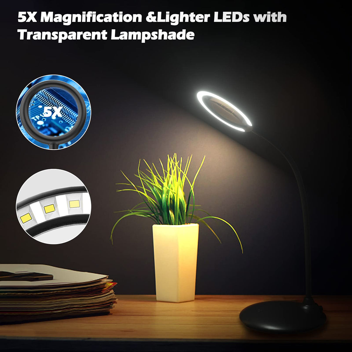 5X Rechargeable Magnifying Glass with Light and Stand Raweao - Raweao Official Imagery - 4