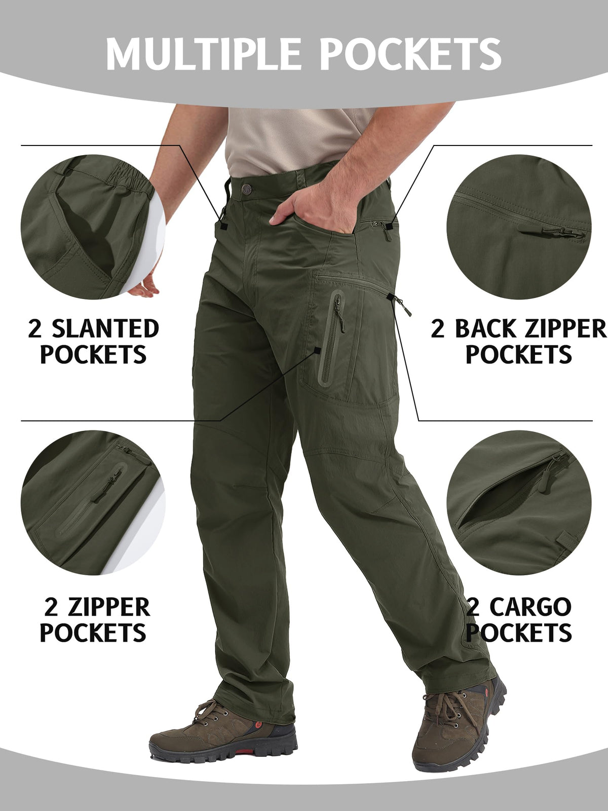 TACVASEN Men s Lightweight Hiking Tactical Pants Waterproof - TACVASEN Official Imagery - 5