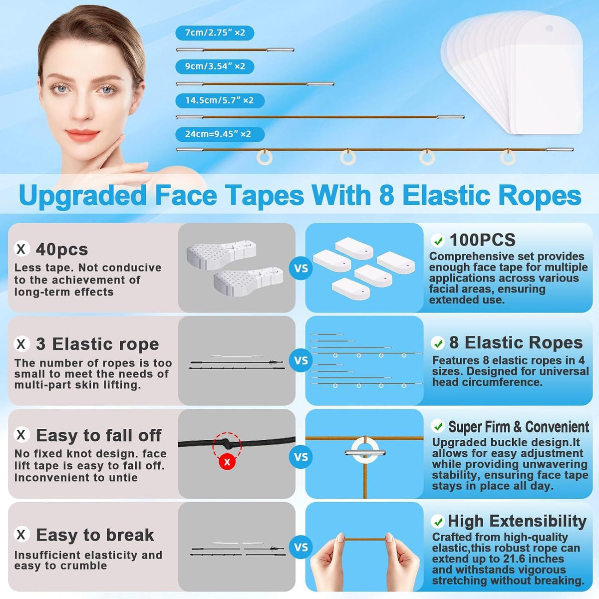 Face Tape Lifting Invisible Face Lift Tape 200pcs with 8 - Loxbcin Official Imagery - 6