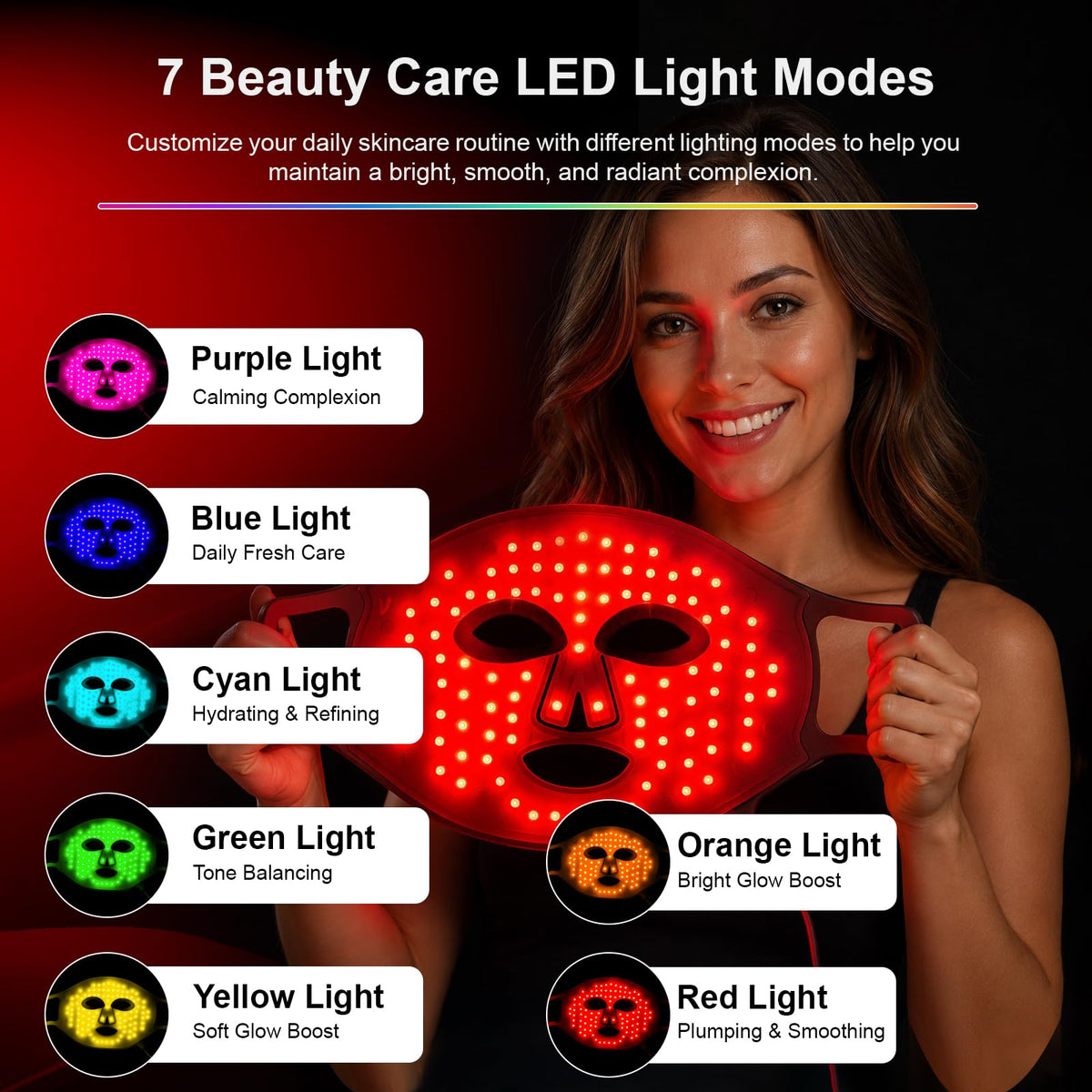 Red Light Therapy Mask 7 Color Skincare Light LED Mask for - KissPart Official Imagery - 3