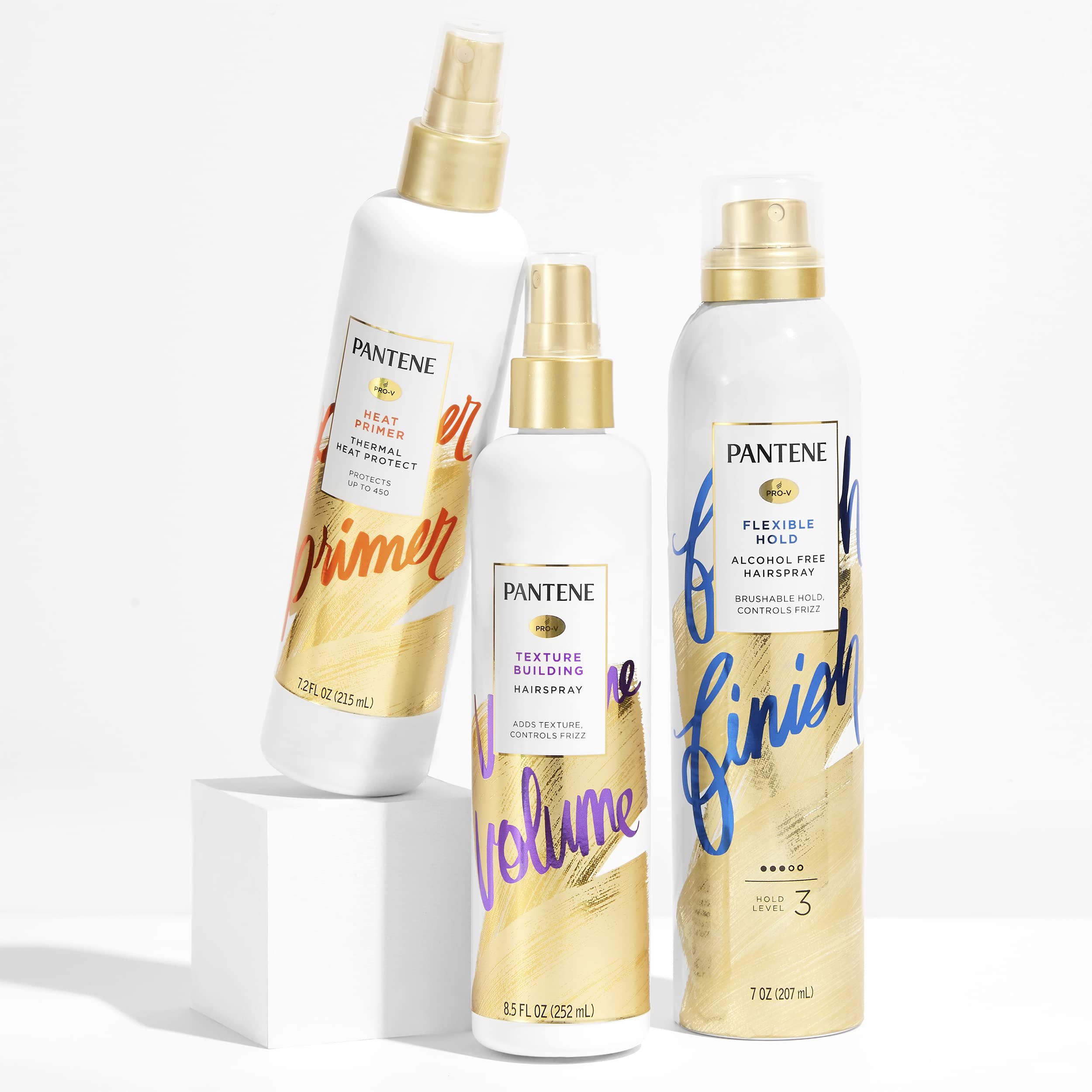 Pantene Pro-V Heat Protectant Spray, Thermal Heat Primer for Hair, Pack of 3, 21.6 oz total