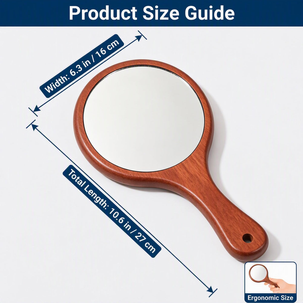 Solid Red Sandwood Handheld Mirror with Handle HD Crystal - URVIP Official Imagery - 4