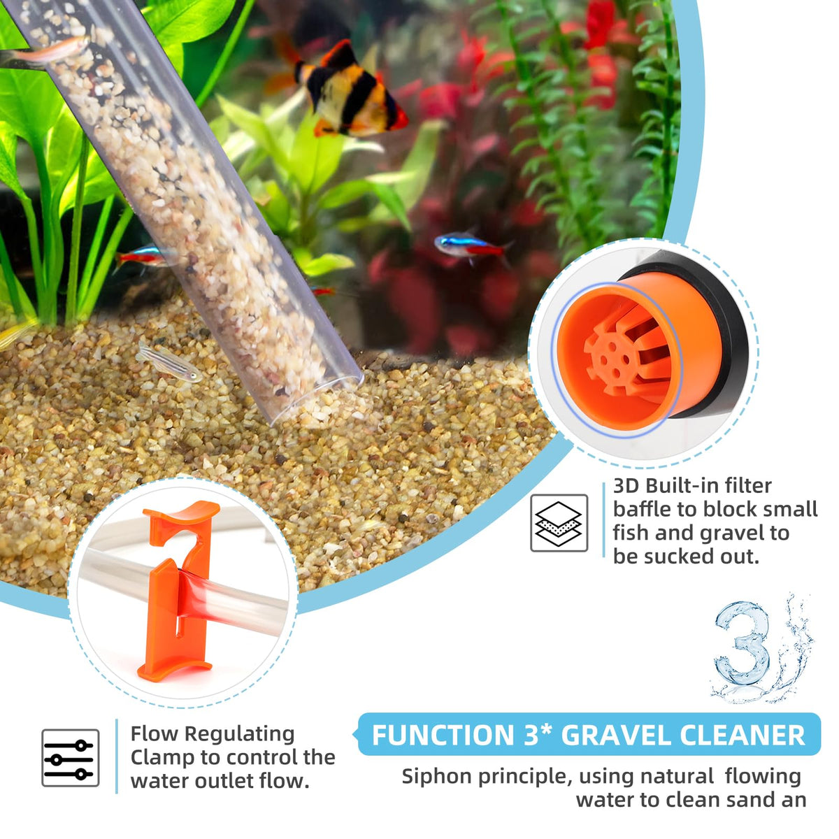 hygger Aquarium Gravel Cleaner Kit Fish Net Aquarium - hygger Official Imagery - 6