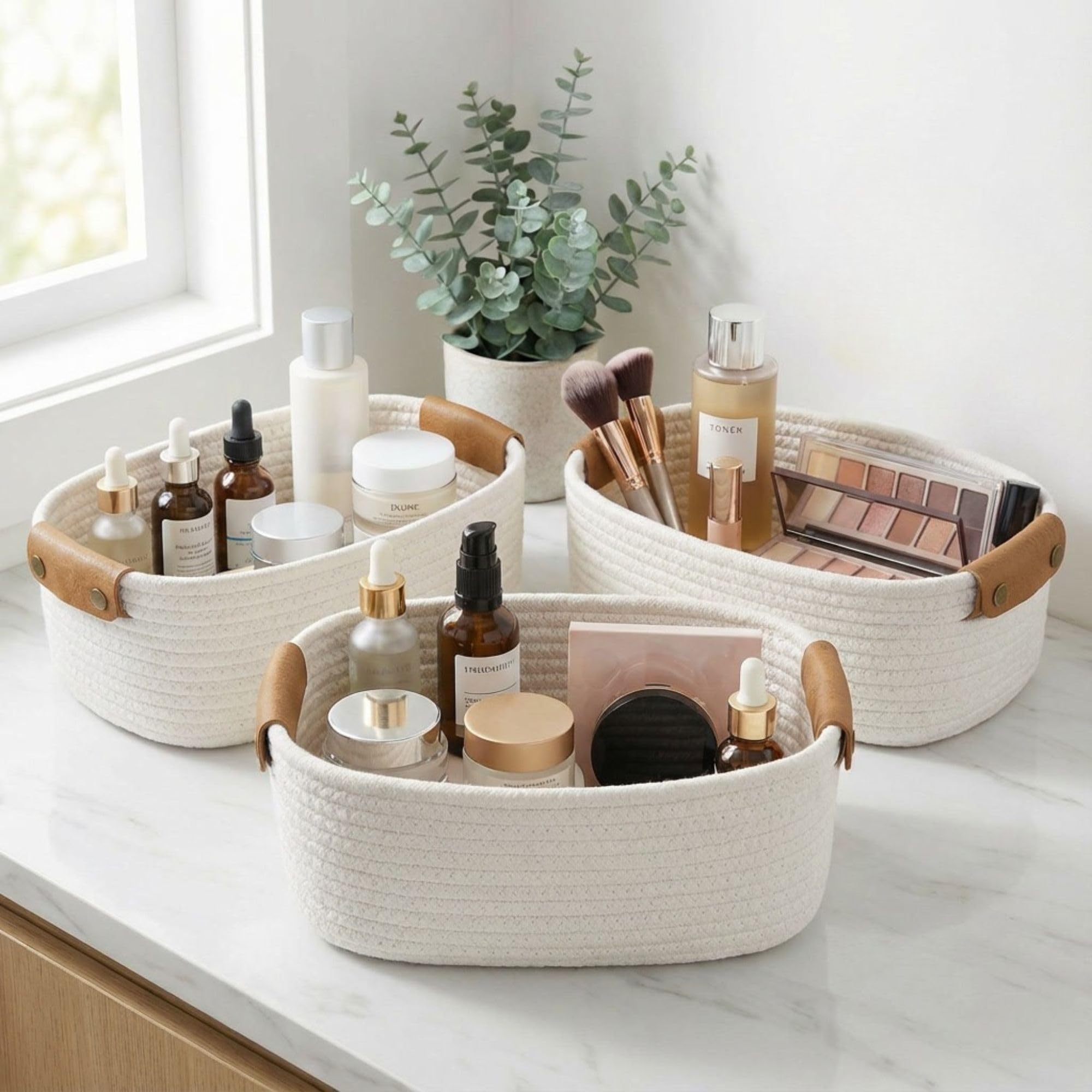 ZICOTO Beautiful Storage Basket Set of 3 - Sturdy Jute Rope Baske - ZICOTO Official Product View 10