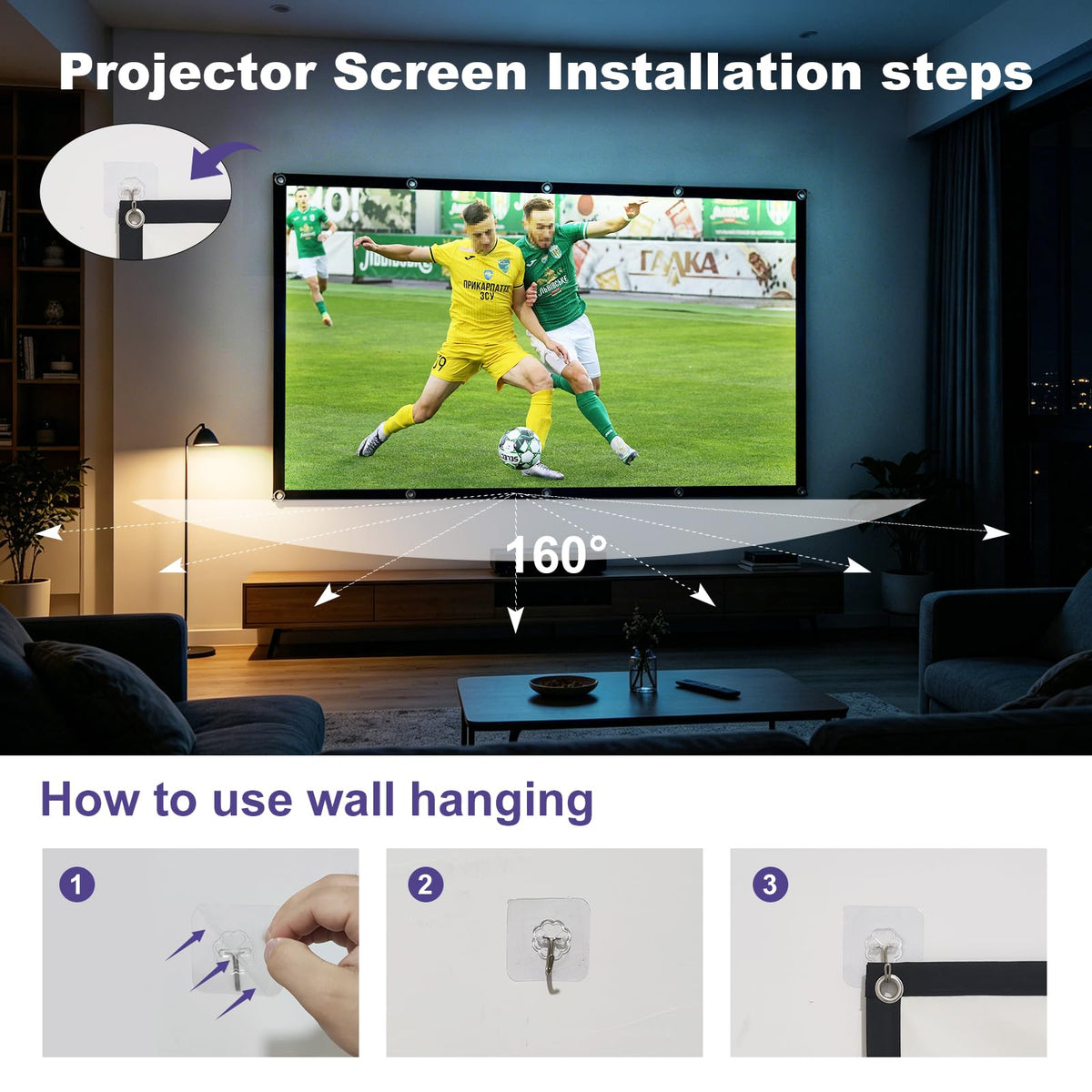 100 inch Projector Screen Upgrade Anti Light Projection - XINLEMY Official Imagery - 8