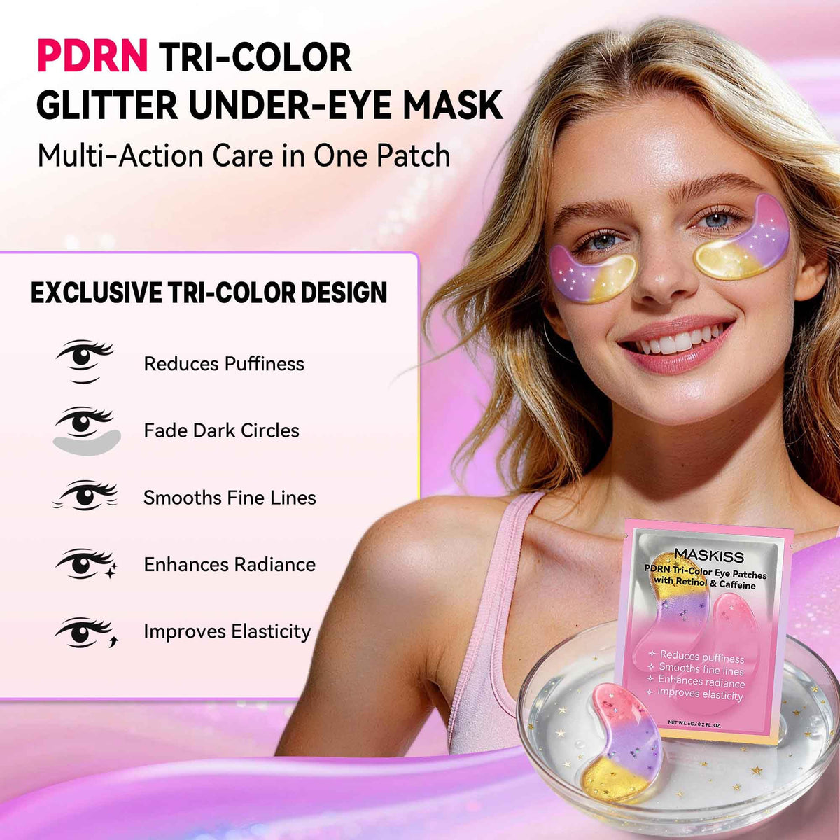 Maskiss 24K Gold PDRN Tri Color Under Eye Patches Bundle Eye - Maskiss Official Imagery - 3