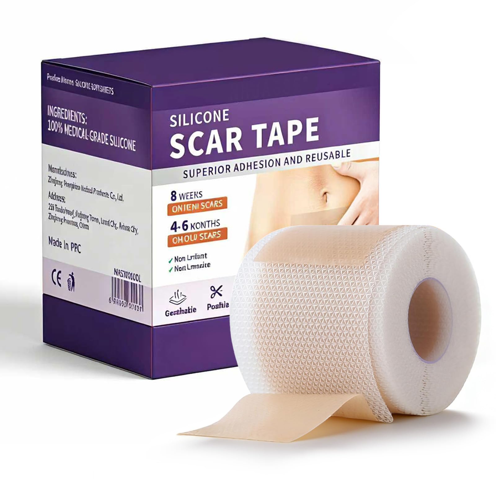 Medical Grade Silicone Scar Sheets, (1.6" x 60" Scar Roll-1.5M) - Product Imagery