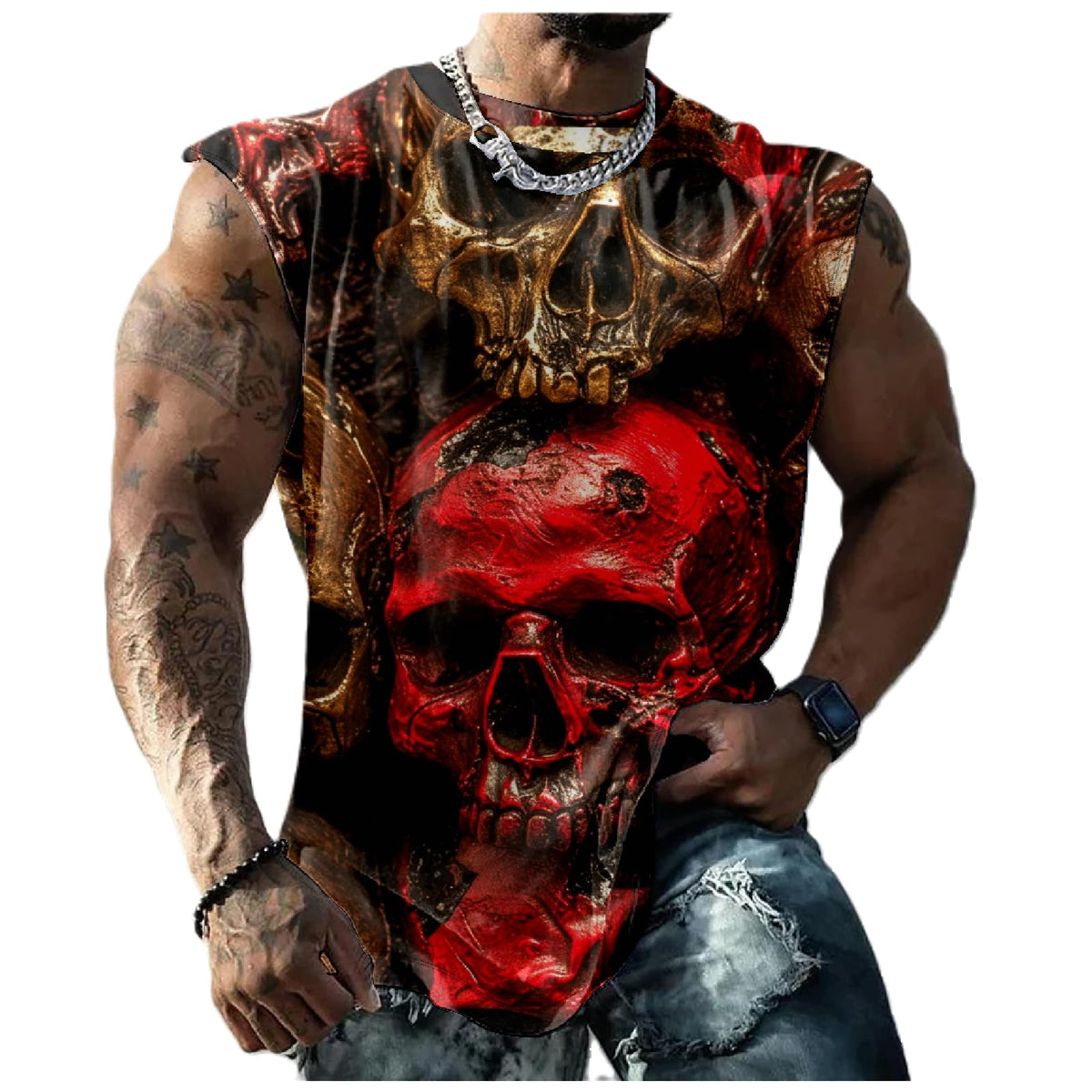domirica Graphic Tank Tops Men Skull Printed Sleeveless - domirica Official Imagery - 1