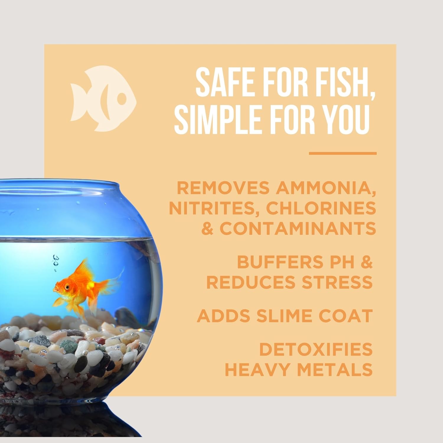 Natural Rapport aquarium water conditioner bottle, natural detoxifier removes ammonia and toxins to keep fish healthy and clean.