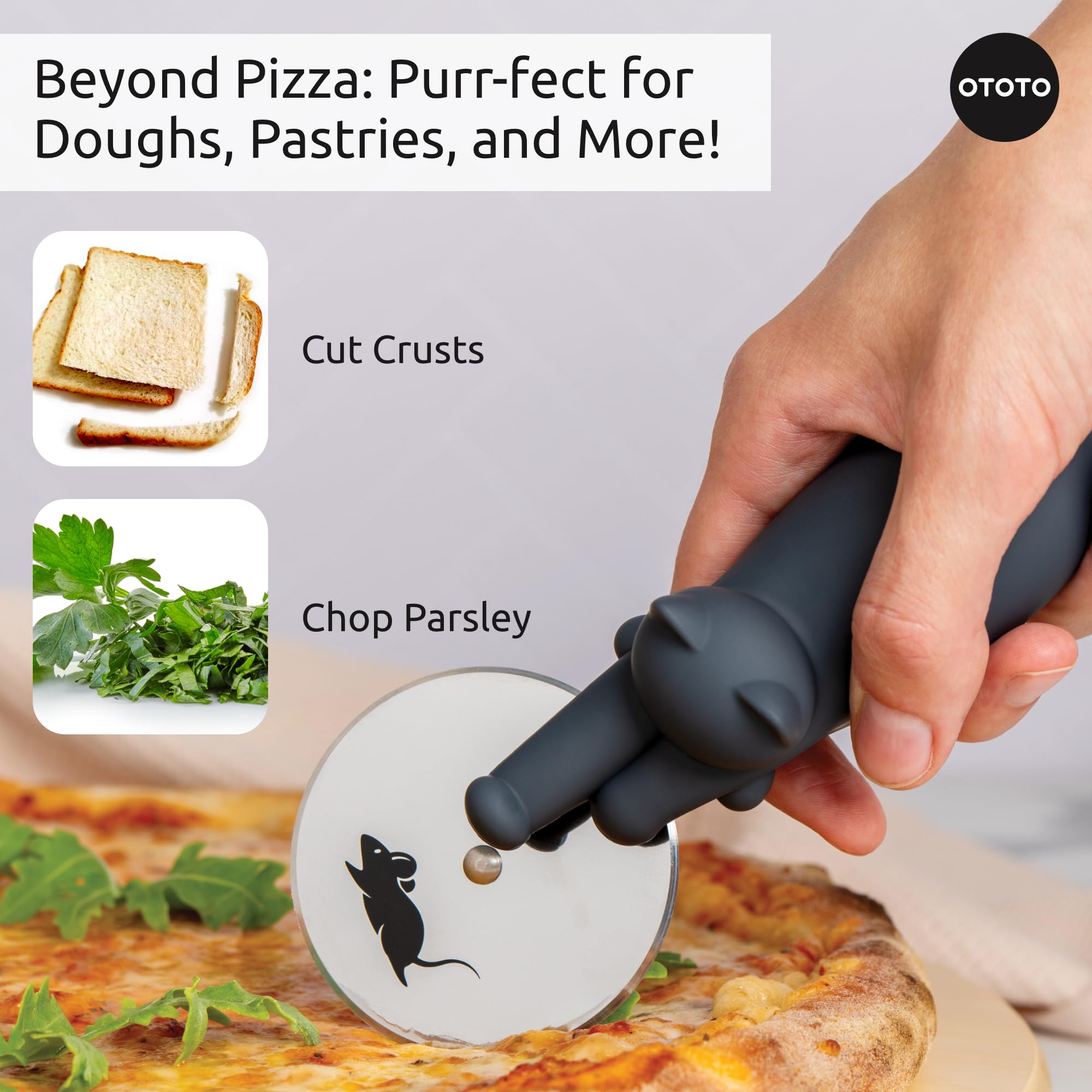 OTOTO Kitty Cut Pizza Cutter Wheel - Pizza Cutters Stainless Steel, Fu - View 6
