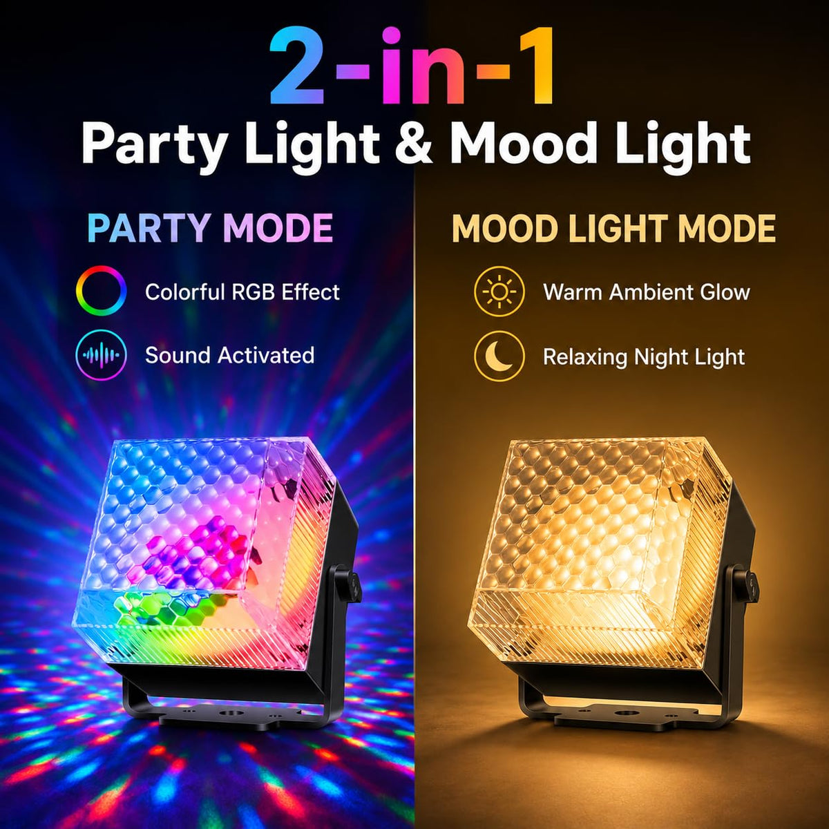 2 Pack Party Lights Disco LED Lights Sound Activated with - BUCLHOZ Official Imagery - 3