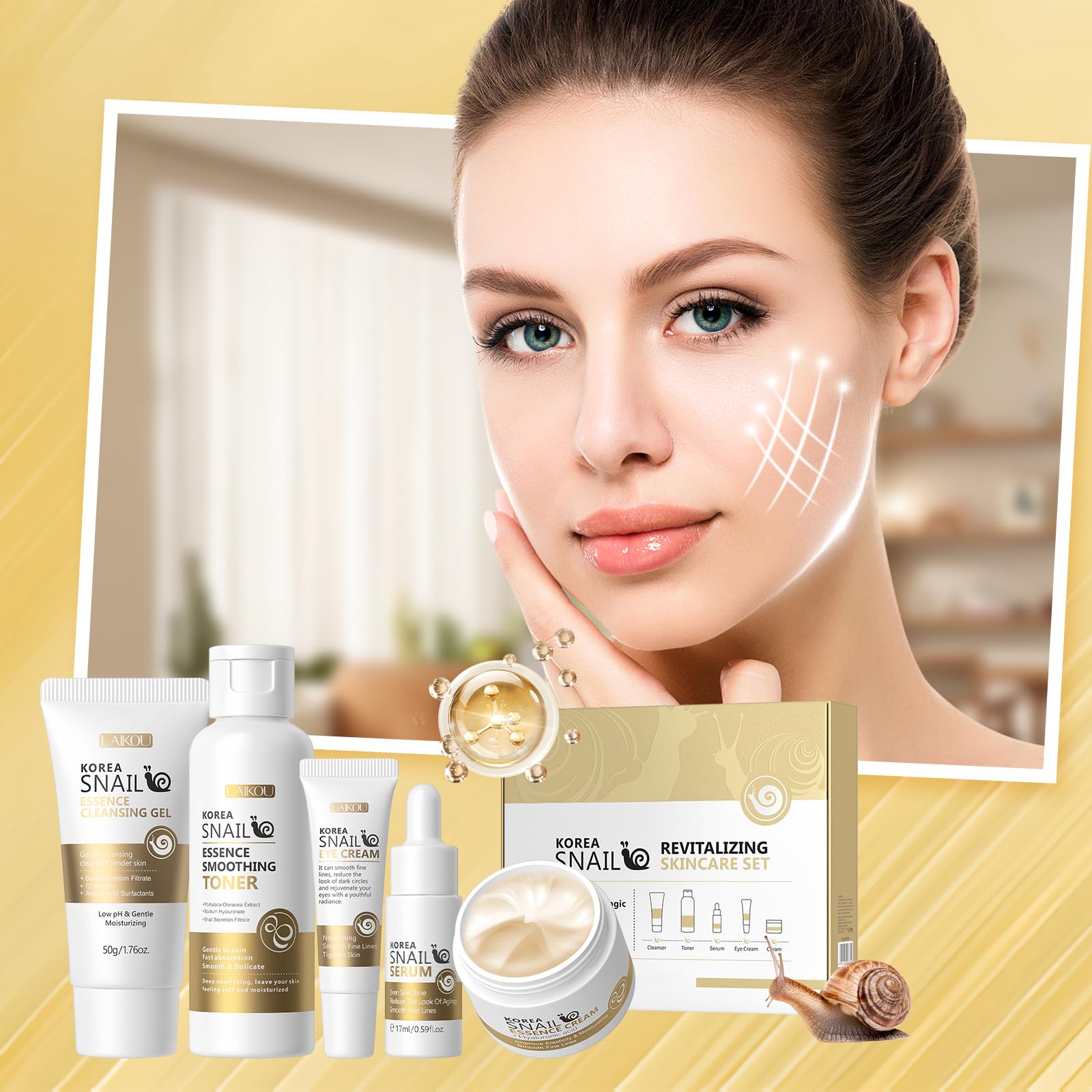 Skin Care Set, Face Snail Revitalizing Skin Care Sets &amp; - Onkessy