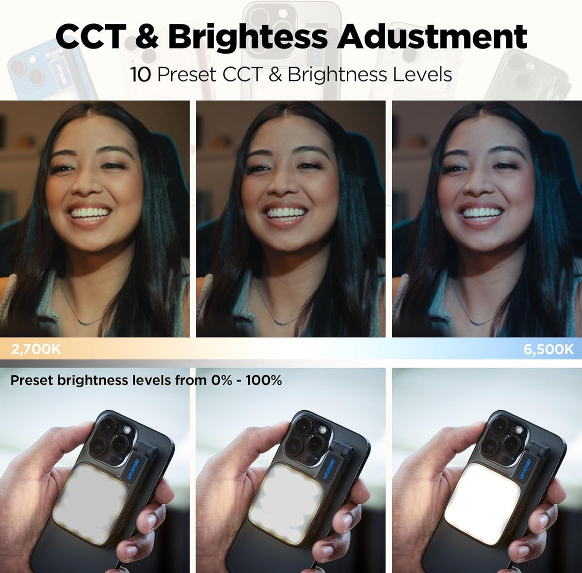 Amaran Go MagSafe and Qi2 Mini Phone Light with Flip Mirror - Amaran Official Imagery - 3