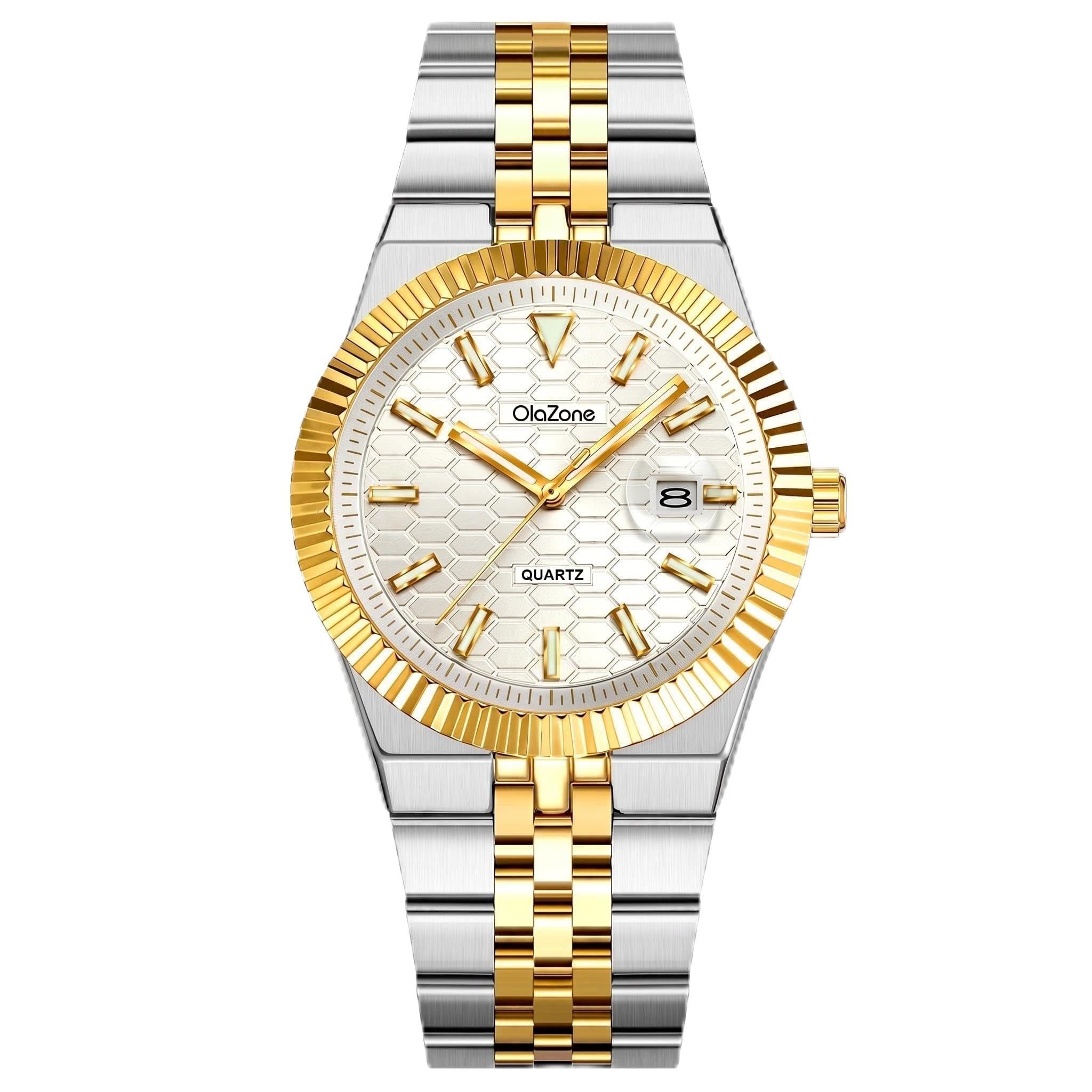 OLAZONE Mens Watches Men’s Quartz Analog Watch Stainless Steel - Product Imagery