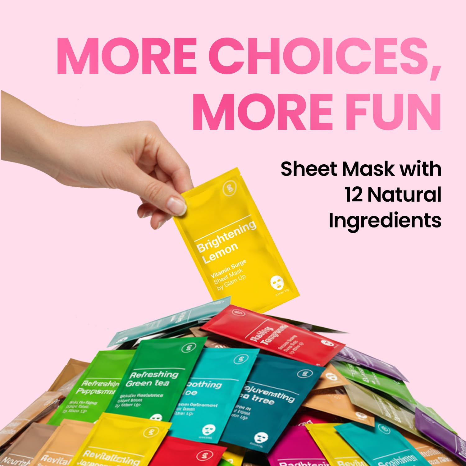 GLAM UP Korean Facial Sheet Mask 12 Pack – Hydrating Glass Skin - GLAM UP