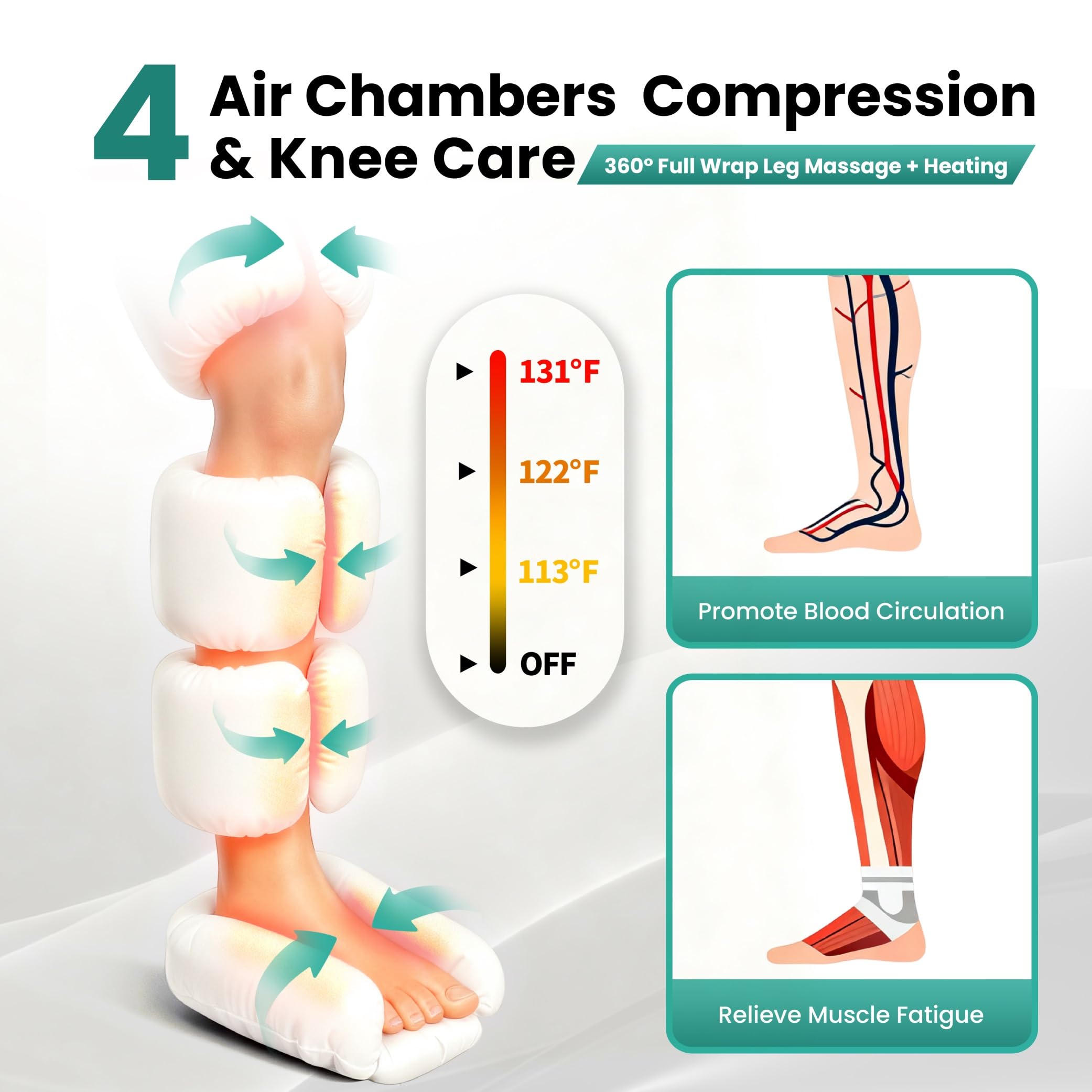 Leg Massager with Heat and Comression for Circulation and Pain Relief