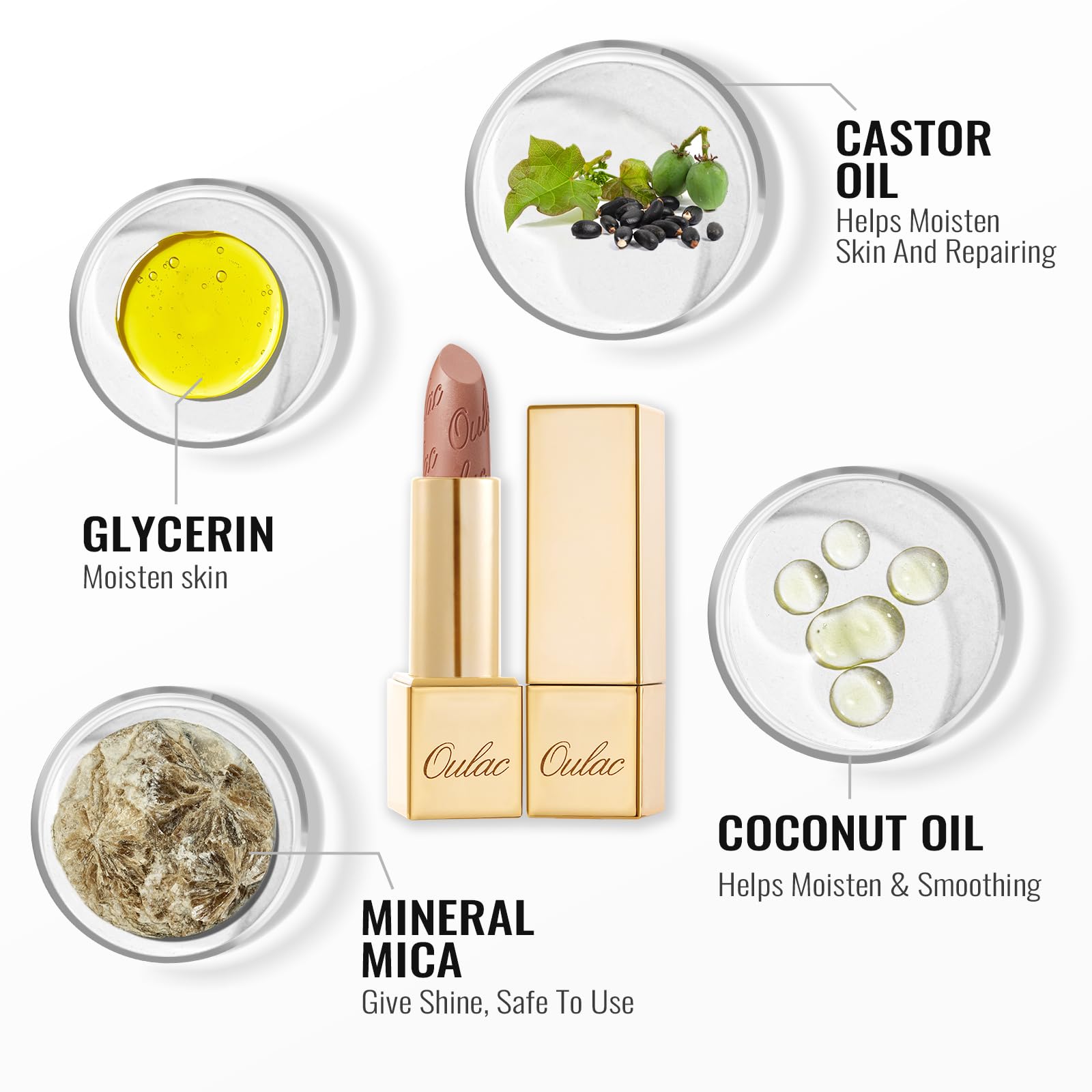 Oulac Metallic Lipstick for Women with Lightweight Hydrating Formula, - View 8